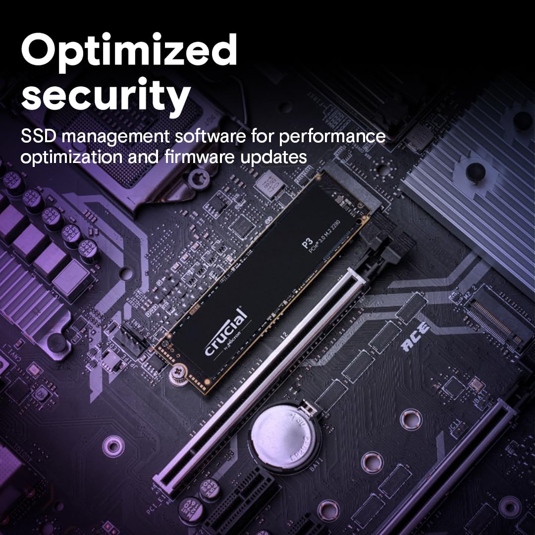 Crucial P3 500GB PCIe 3.0 3D NAND NVMe M.2 SSD, up to 3500MB/s - CT500P3SSD8