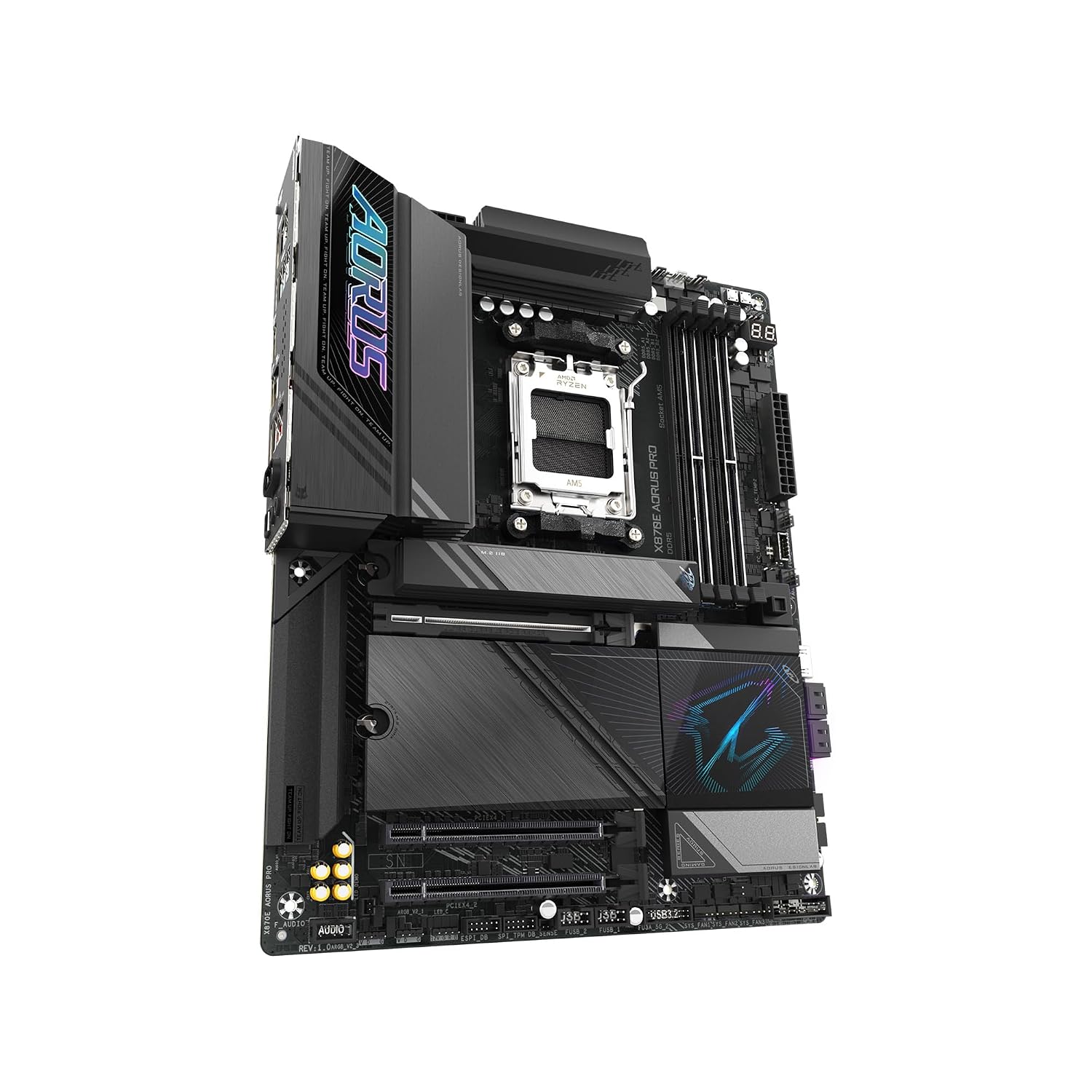 GIGABYTE X870E AORUS PRO AMD AM5 LGA 1718 Motherboard, ATX, DDR5, 4X M.2, PCIe 5.0, USB4, WIFI7, 2.5GbE LAN, EZ-Latch, 3-Year Warranty