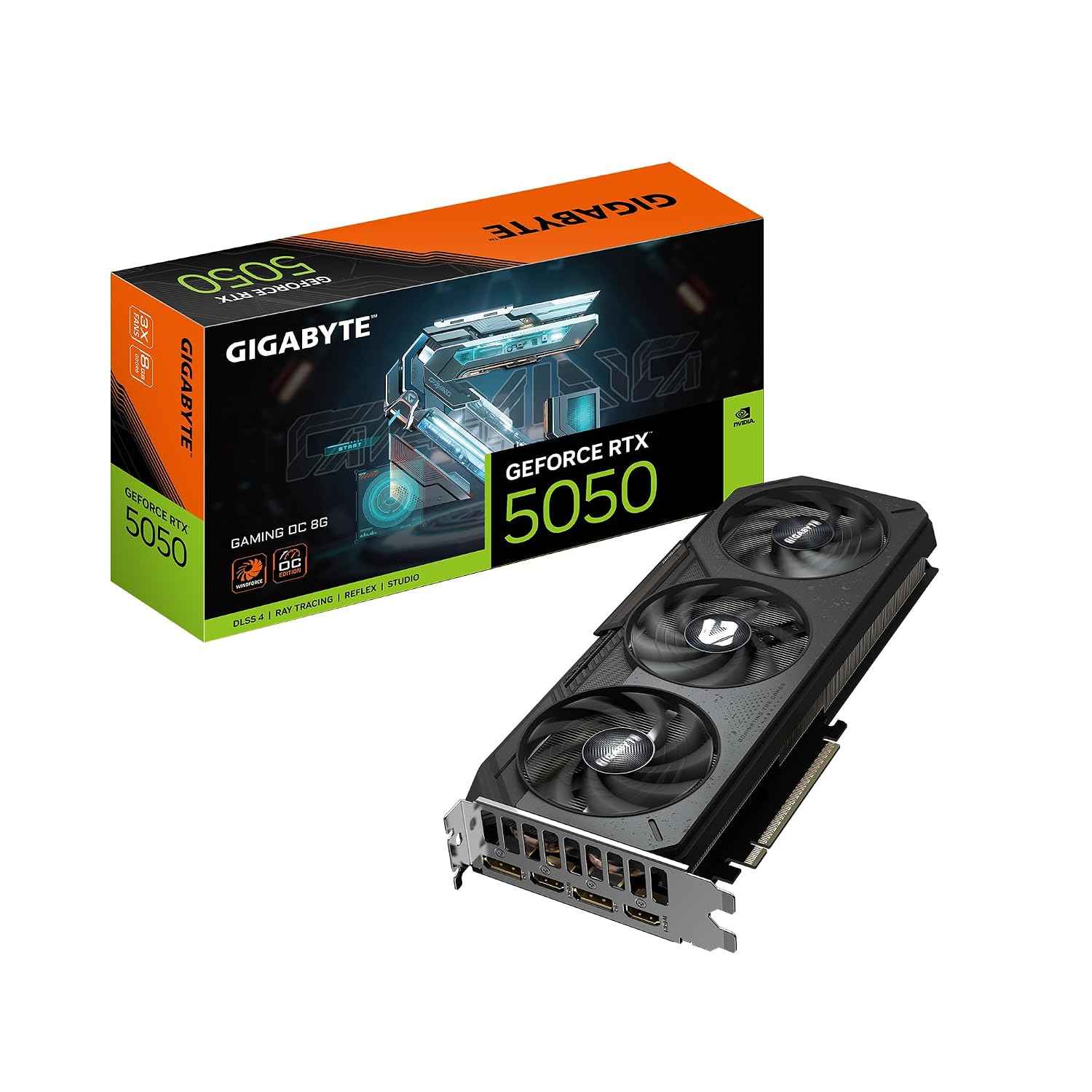 GIGABYTE GeForce RTX 5050 Gaming OC 8GB GDDR6, PCIe 5.0 Graphics Card – Blackwell DLSS 4, 2560 CUDA Cores, 2632 MHz Boost Clock, WINDFORCE Triple Fans