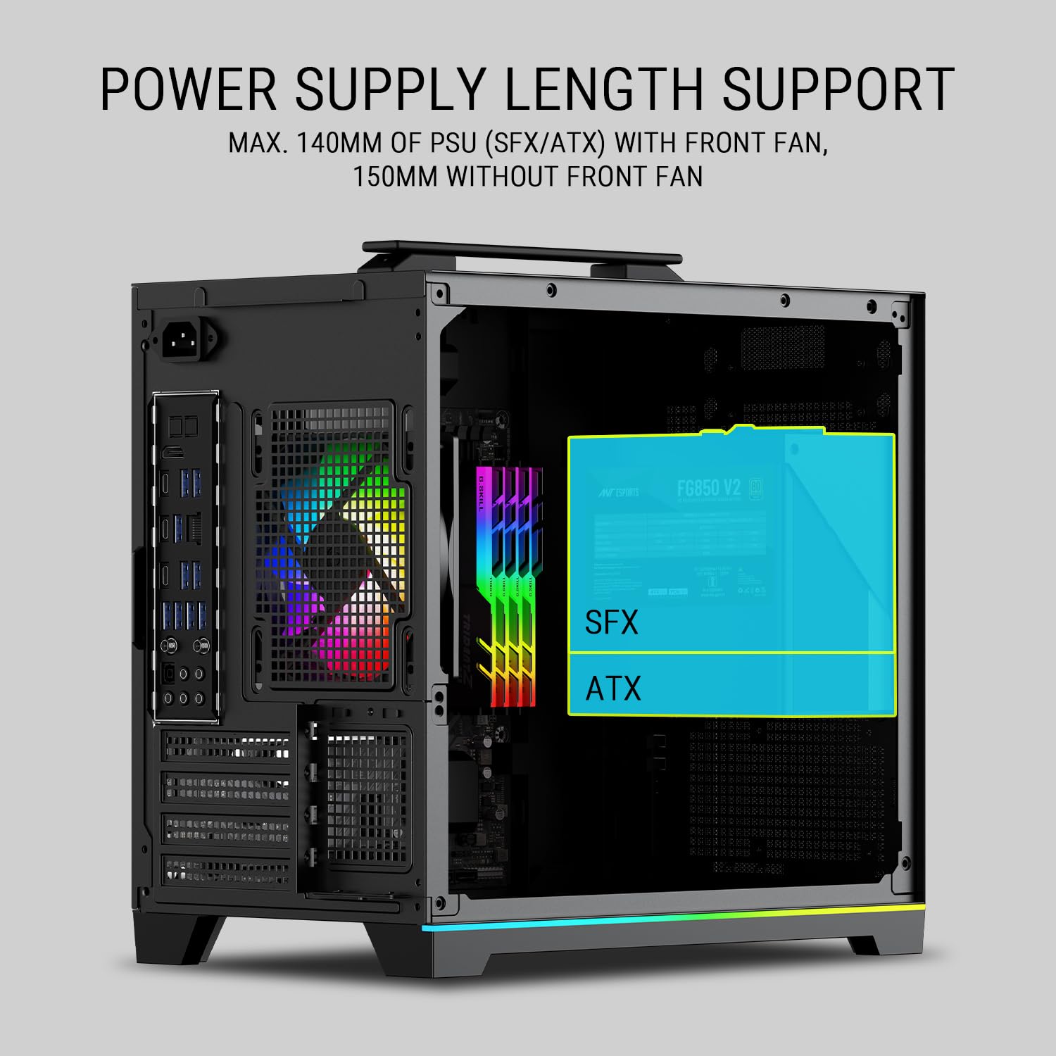 Ant Esports Box C Air V2 Mini-Tower Gaming Cabinet - Black | ARGB Front Strip | Supports Micro-ATX, Mini-ITX Motherboards | Pre-Installed 120mm Rear Fan | High Airflow Mesh Design