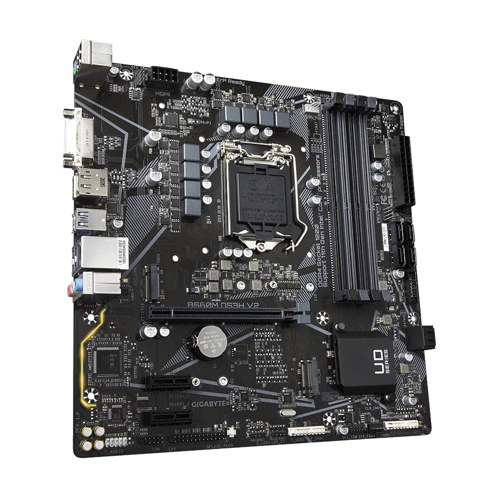 GIGABYTE B560M DS3H V2 (LGA 1200/ Intel/ B560/ Micro-ATX/Dual M.2/ PCIe 4.0/ USB 3.2 Gen1/ GbE LAN/Motherboard), DDR4