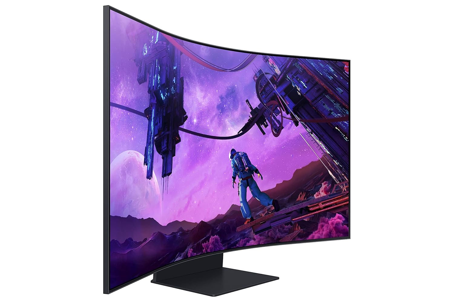 Samsung 55" Odyssey Ark, 4K UHD, 165 Hz, 1 Ms, 1000R Curved Gaming Monitor, Cockpit Mode, Mini-LED, Matte Display, Sound Dome, AMD FreeSync Premium Pro, Gaming Hub (LS55BG970NWXXL, Black)
