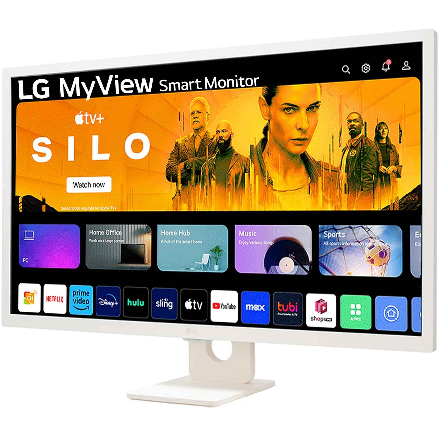 LG - My View Smart Monitor (32", 80cm), FHD IPS Display (1920 x 1080) with webOS, Work & Play Smarter, ThinQ Home Dashboard, AirPlay 2 + Screen Share + Bluetooth, Stylish Design - White (32SR50F)