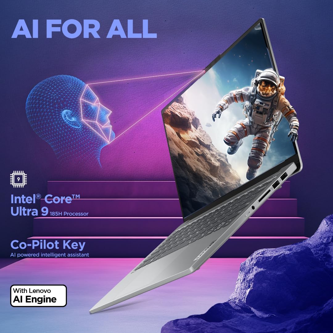 Lenovo IdeaPad Pro 5, Intel Core Ultra 9 185H, 32GB RAM, 1TB SSD, 2.8K-OLED 400Nits 120Hz, 14"/35.5cm, Windows 11, MS Office 21, Grey, 1.4Kg, 83D2001GIN,IntelArc GPU, FHD+IRCam, AI Powered Laptop