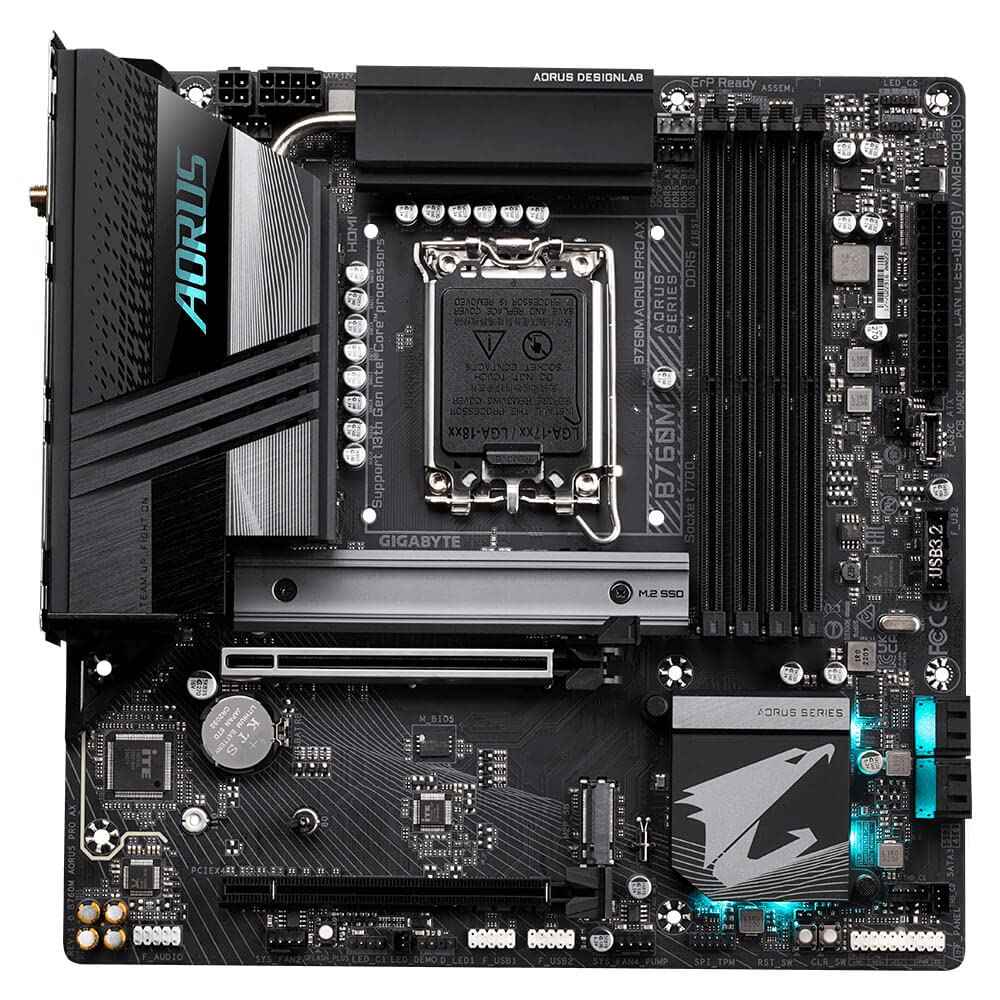GIGABYTE Micro ATX DDR5 B760M Aorus Pro Ax Supports Supports Intel Core 14Th/ 13th /12Th Processors LGA 1700, with Advanced Thermal Design & M.2 Thermal Guard, 2.5GBe LAN & Wi-Fi 6E 802.11Ax