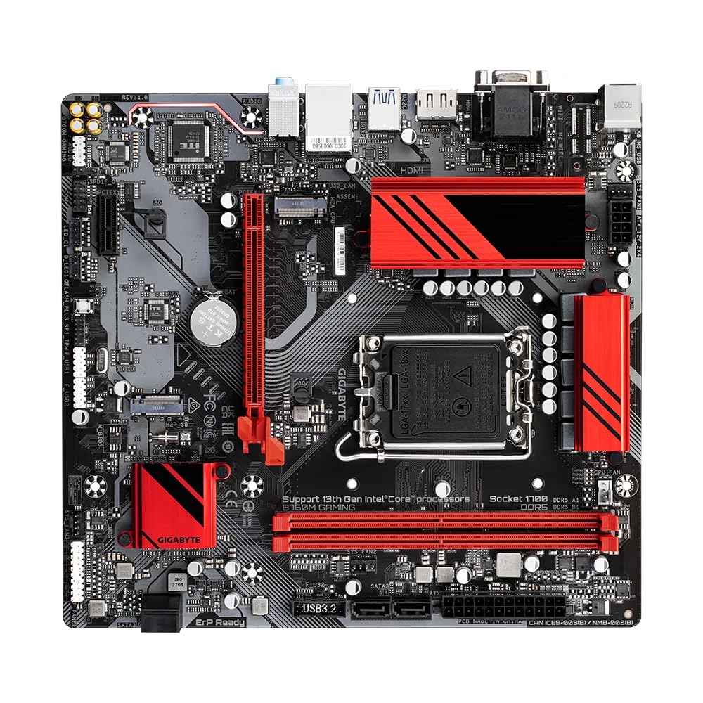 GIGABYTE Intel B760M Gaming ATX Motherboard with 6+2+1 Phases Digital VRM Solution, Dual Channel DDR5:2*DIMMs XMP Memory Module Support,2 x DDR5 DIMM sockets Supporting up to 96 GB,DDR5