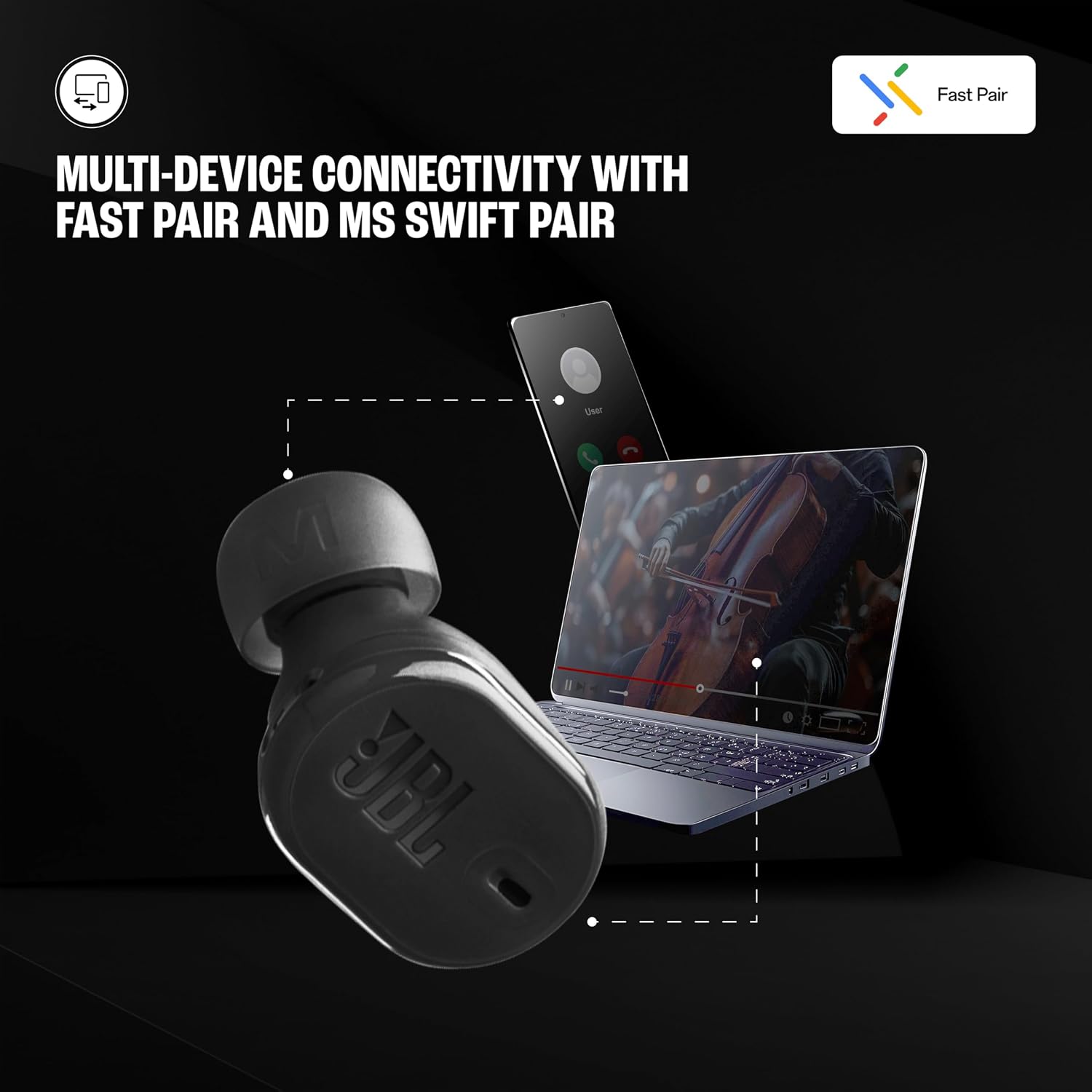 JBL Tune Buds 2 TWS, ANC Earbuds, 48Hr Playtime,Dual Connect,6 Mics, Spatial Sound, Personi-Fi 3.0, Ambient Aware, Relax Mode, Customized EQ with Headphones App (Black)