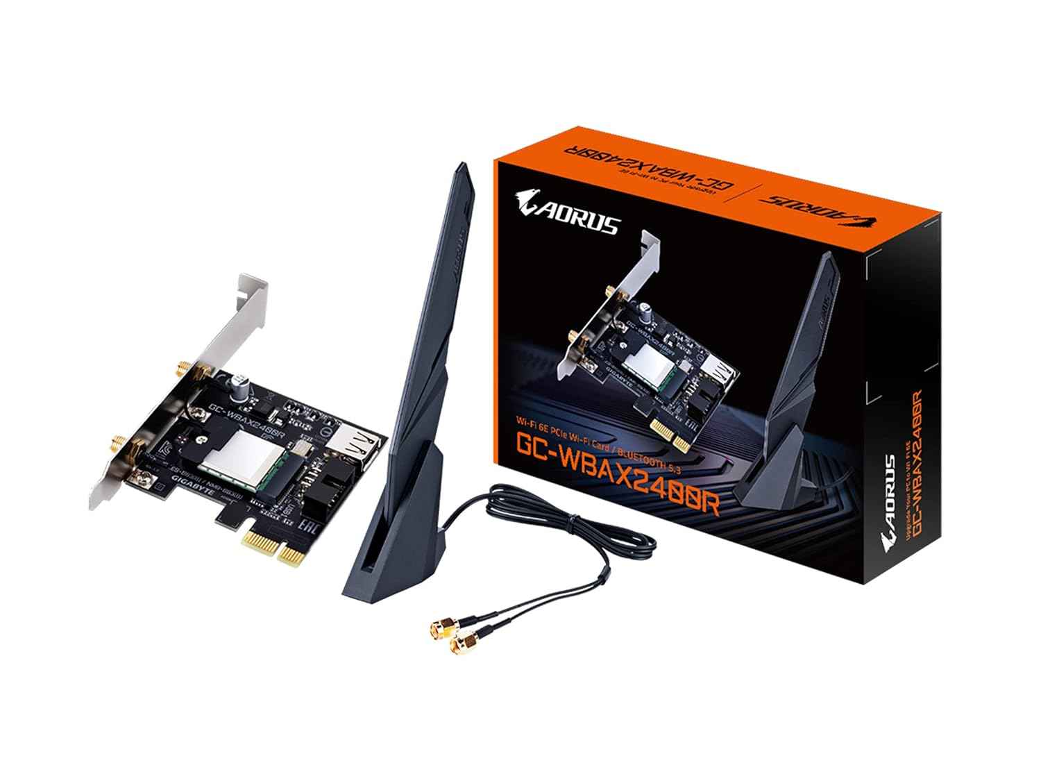 GIGABYTE WiFi 6E GC-WBAX2400R (2x2 802.11 ax/Tri-Band WiFi (2.4GHz, 5GHz, & 6GHz)/ Bluetooth 5.3/ MU-MIMO/ WPA3/ PCIe Expansion Card)