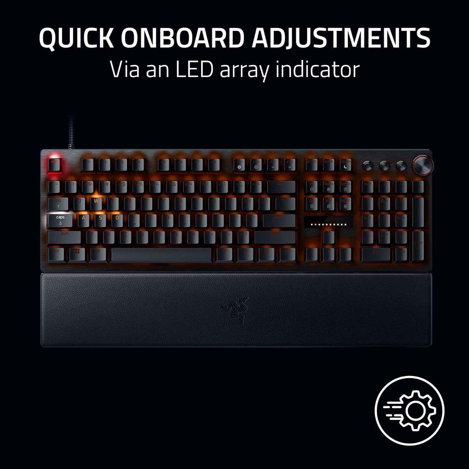 Razer Huntsman V3 Pro Esports Gaming Keyboard, Analog Optical Switches w/Rapid Trigger & Adjustable Actuation, Media Keys & Dial, Doubleshot PBT Keycaps, Aluminum Top Plate, Wrist Rest - Black