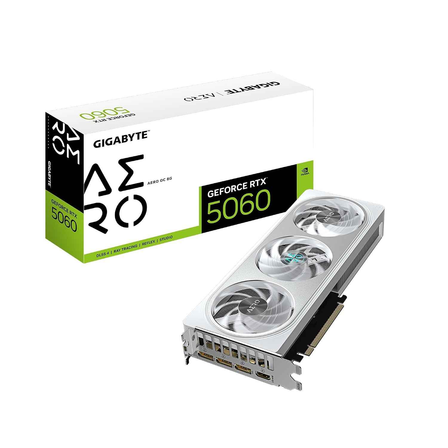 GIGABYTE GeForce RTX 5060 AERO OC 8G Graphics Card, 8GB 128-bit GDDR7, PCIe 5.0, WINDFORCE Cooling System, GV-N5060AERO OC-8GD Video Card