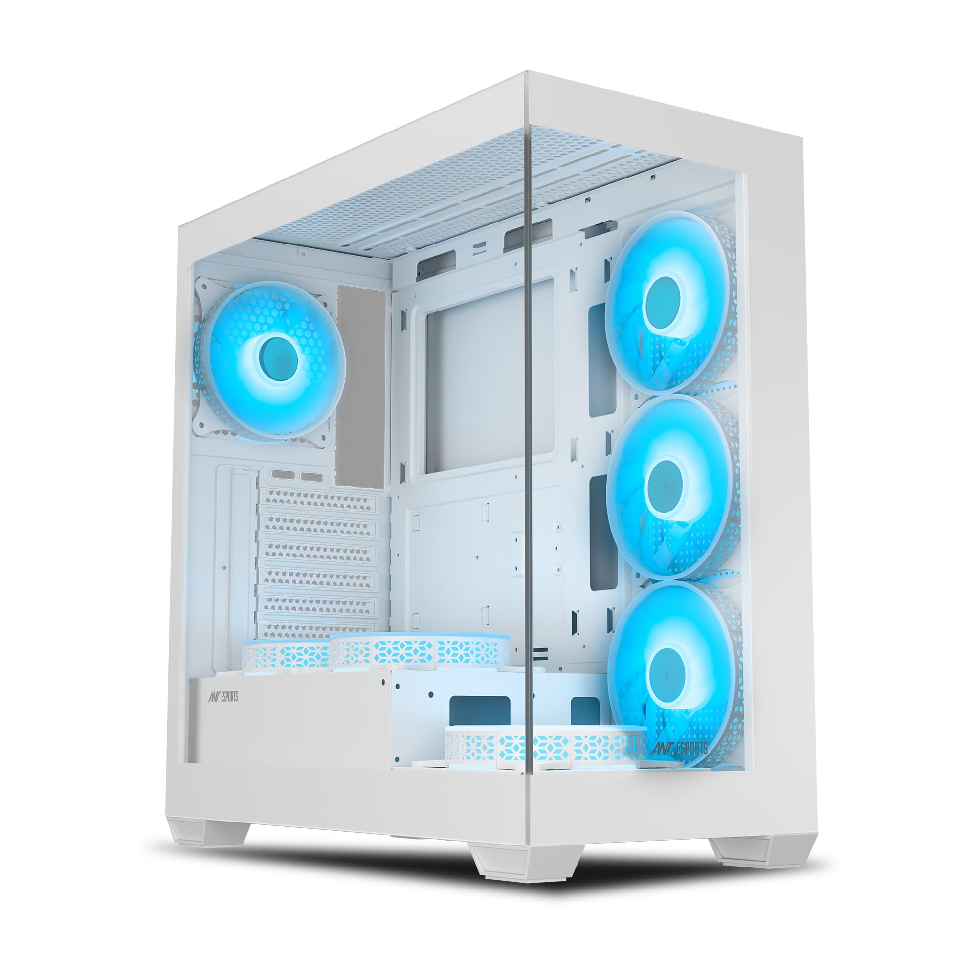 Ant Esports Crystal X7 ATX Computer Case/Gaming Cabinet with Type-C - Black | Support ATX, Micro-ATX, Mini-ITX | Pre-Installed 3 M/B Plate Fans, 2 PSU Shroud Fans, 1 Bottom & 1 Rear Fan
