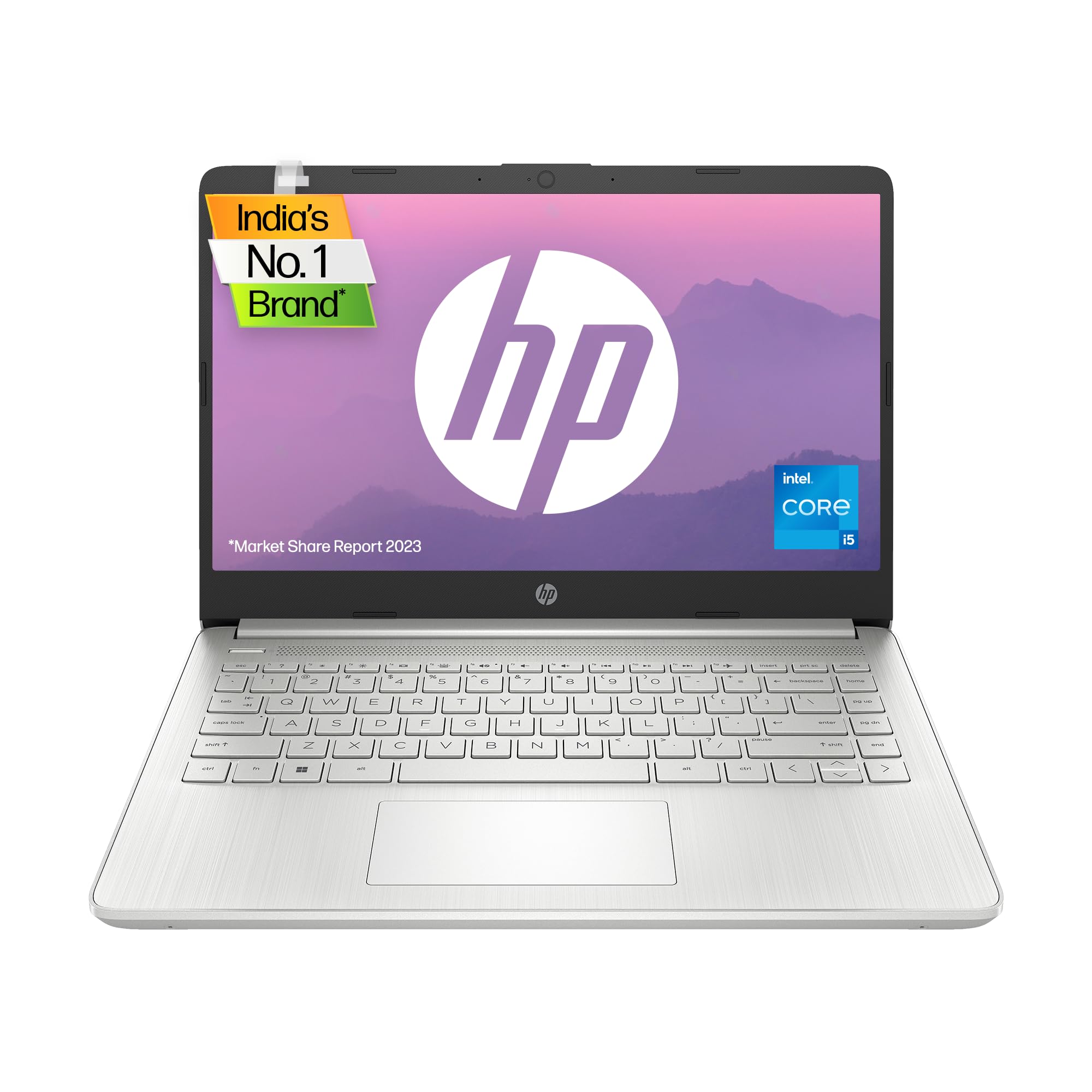 HP 14, 13th Gen Intel Core i5-1335U, 16GB DDR4, 512GB SSD, (Win 11, Office 21, Silver, 1.4kg), Anti-Glare, IPS, 14-inch(35.6cm) FHD Laptop, Intel Iris Xe Graphics, FHD Camera, Backlit KB, gr0001TU