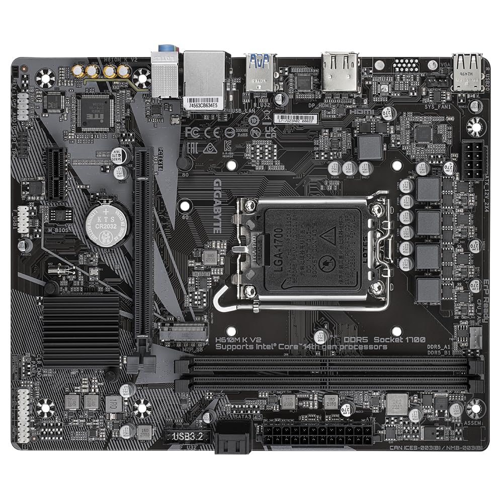 GIGABYTE H610M K V2 Motherboard | Intel H610 | Micro ATX | DDR4 | PCIe 4.0 | HDMI | USB 3.2 | Reliable Basic Board
