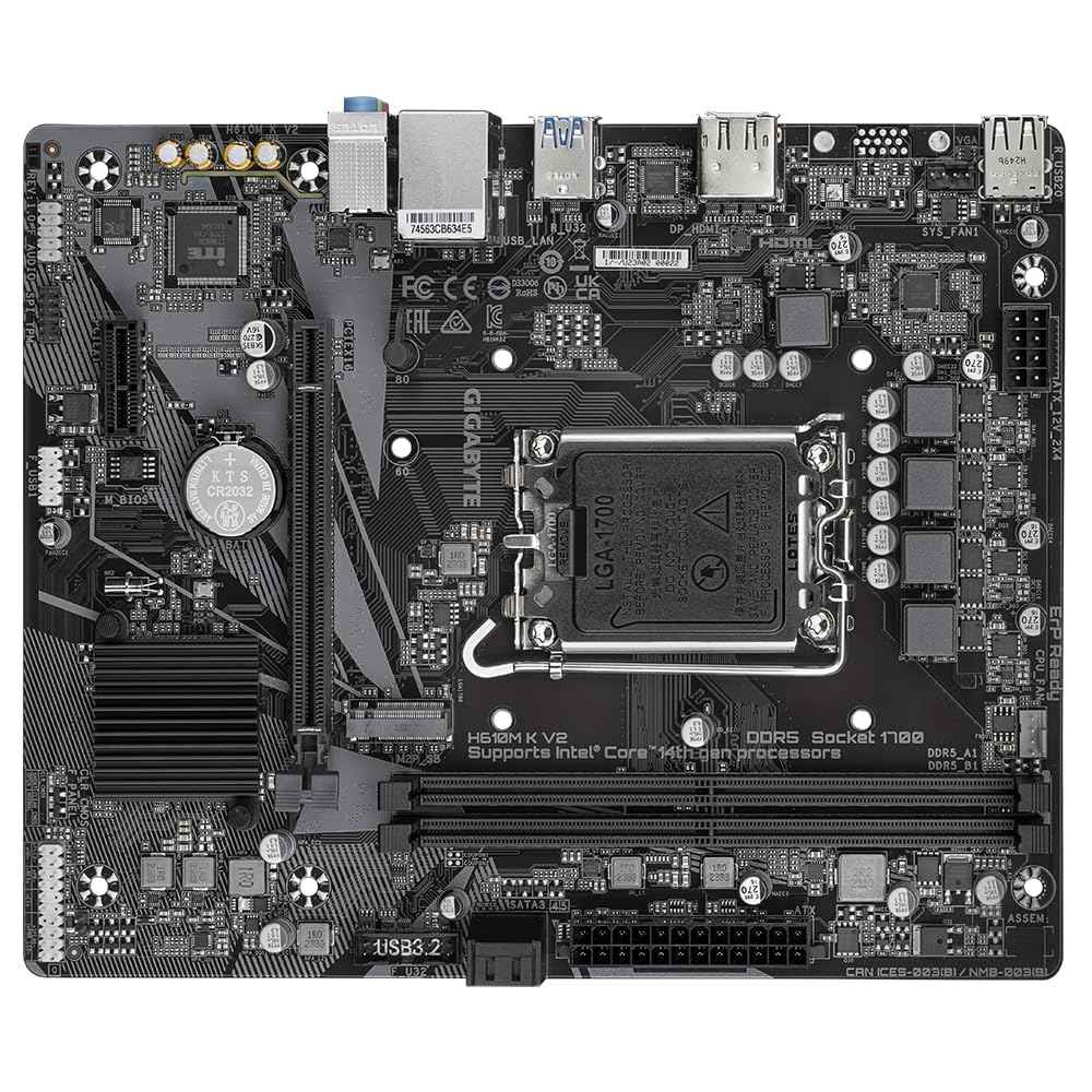 GIGABYTE H610M K V2 Motherboard | Intel H610 | Micro ATX | DDR4 | PCIe 4.0 | HDMI | USB 3.2 | Reliable Basic Board