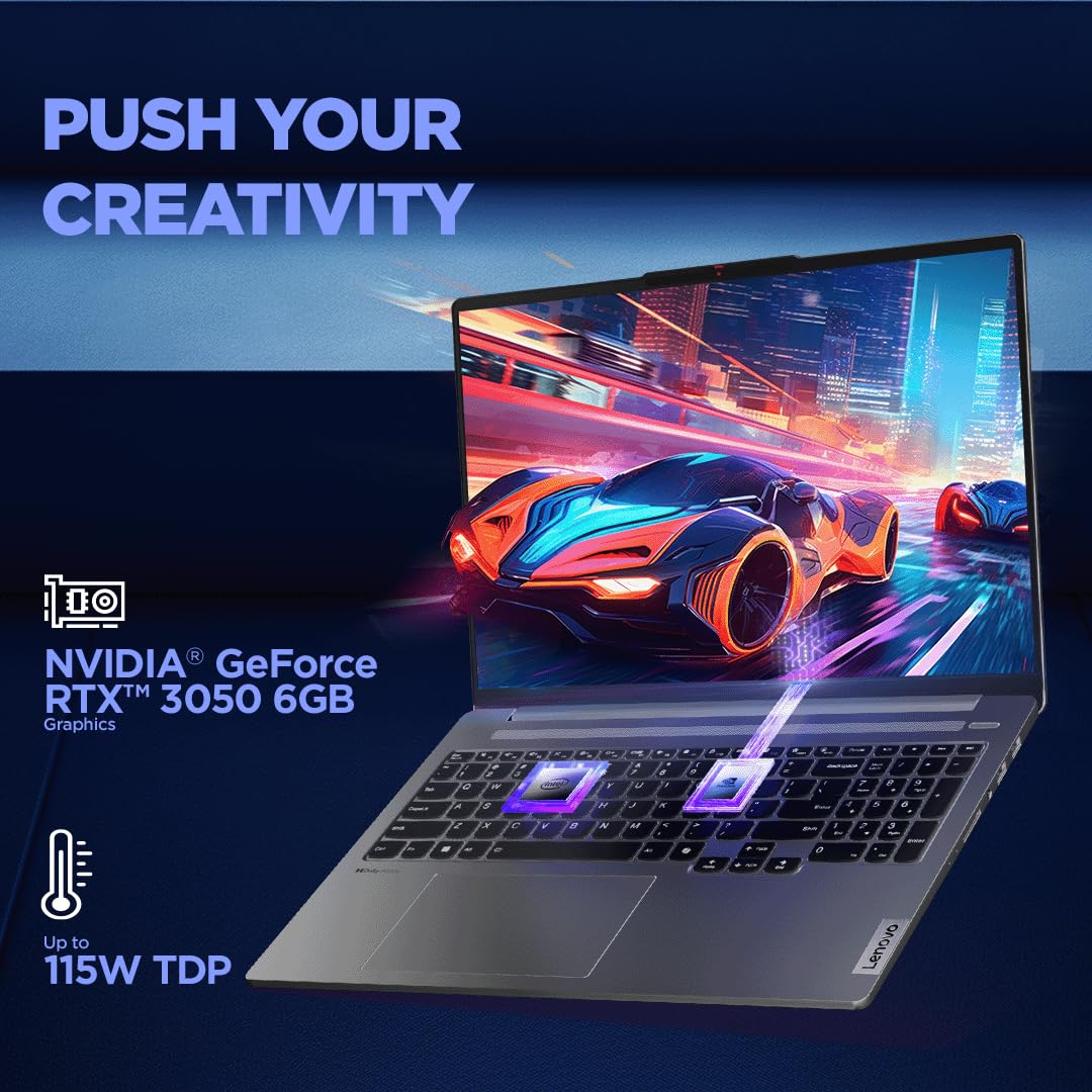 Lenovo IdeaPad Pro 5 AMD Ryzen 7 8845HS 16" (40.64cm) 2K-OLED 400Nits 120Hz Laptop (16GB/1TB SSD/NVDIA RTX 4050 6GB/Win11/100% DCI-P3/Office 2021/Alexa/3 Month Game Pass/Grey/1.91Kg), 83D5000SIN