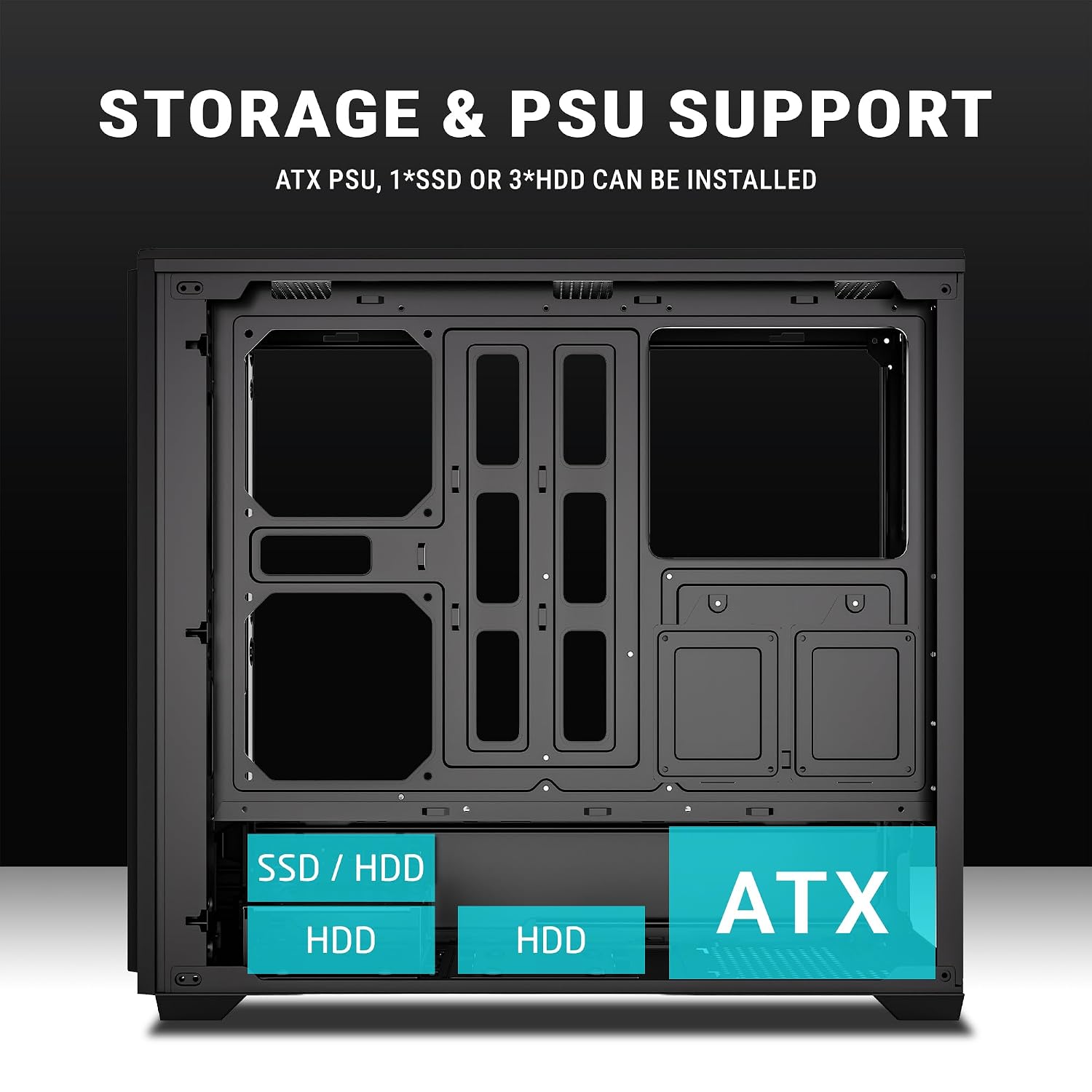 Ant Esports EVO 360 Lite Mid-Tower Computer Case/Gaming Cabinet - Black | Support E-ATX, ATX, Micro-ATX, Mini-ITX | Pre-Installed 4 ARGB Fans