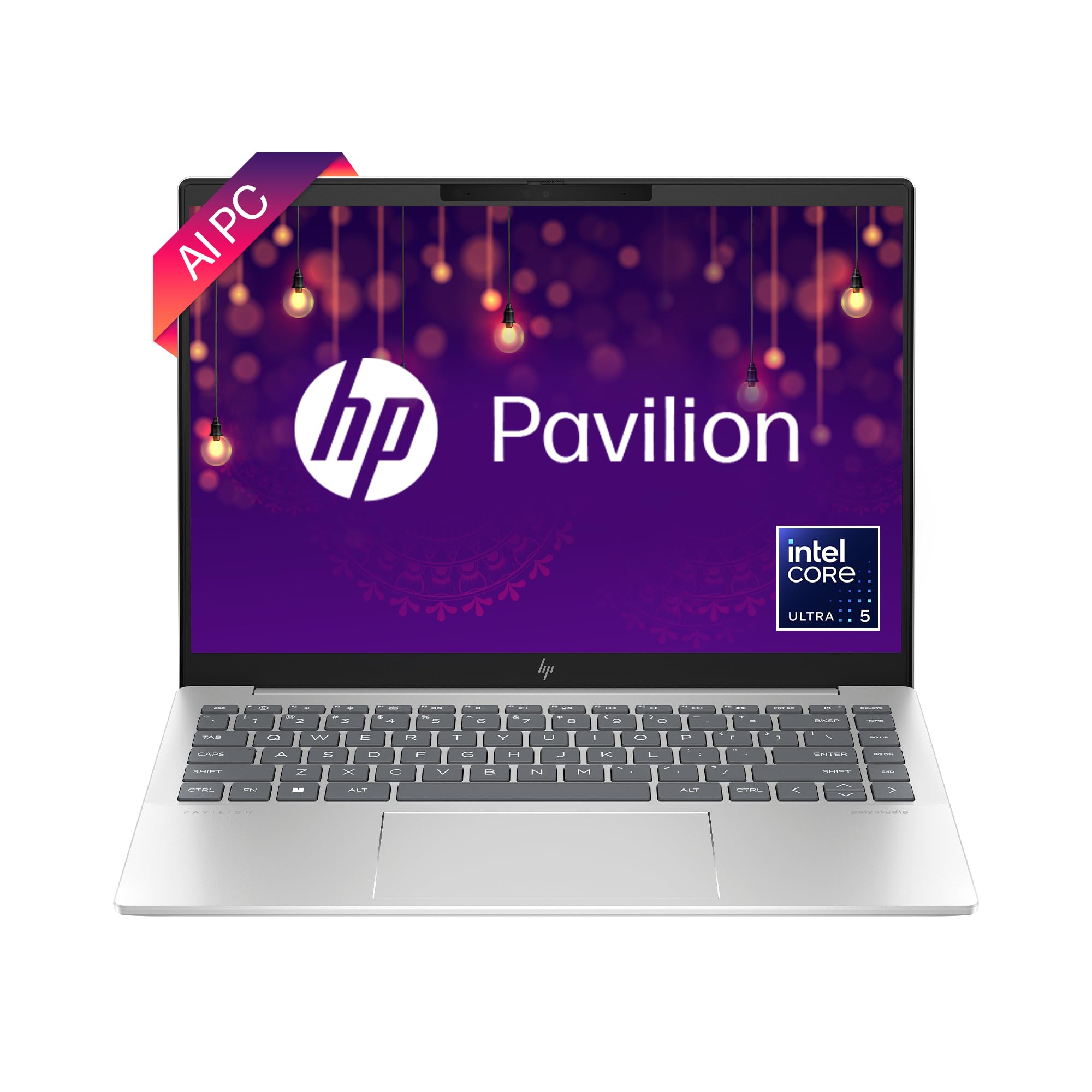 HP Pavilion Plus 14 AI-enhanced Laptop, Intel EVO Core Ultra 5 125H,14-inch (35.6 cm) 16GB, 512GB SSD, Intel Arc Graphics, WQXGA, 300 nits, 120Hz, 5MP IR Camera, (Win 11, MSO, Blue, 1.44 kg), ew1082TU