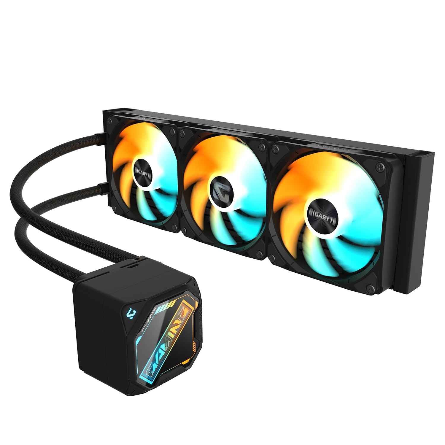 GIGABYTE GME 360 AIO Liquid CPU Cooler | 360mm Radiator | Triple ARGB Fans | Silent High-Performance Cooling | Intel & AMD Compatible | Anti-Leak Design | Black Edition
