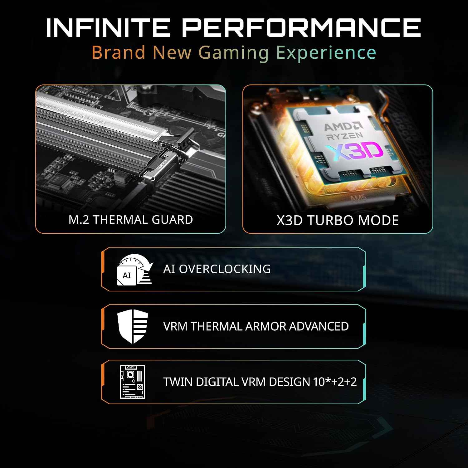 GIGABYTE B850M Gaming X WIFI6E AMD AM5 mATX Motherboard, Support AMD Ryzen 9000/8000/7000 Series, DDR5, 10+2+2 Power Phase, 2X M.2, PCIe 5.0, USB-C, WIFI6E, 2.5GbE LAN, EZ-Latch, 5-Year Warranty