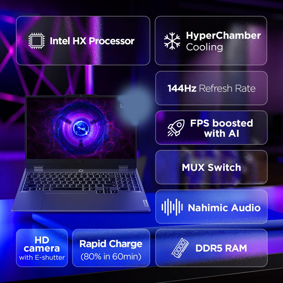 Lenovo LOQ 2024 Intel Core i5-12450HX 15.6" (39.6cm) 144Hz 300Nits FHD IPS Gaming Laptop (12GB/512GB SSD/Win 11/Intel Arc A530M 4GB/100% sRGB/1Yr ADP Free/Grey/2.4Kg), 83FQ0040IN