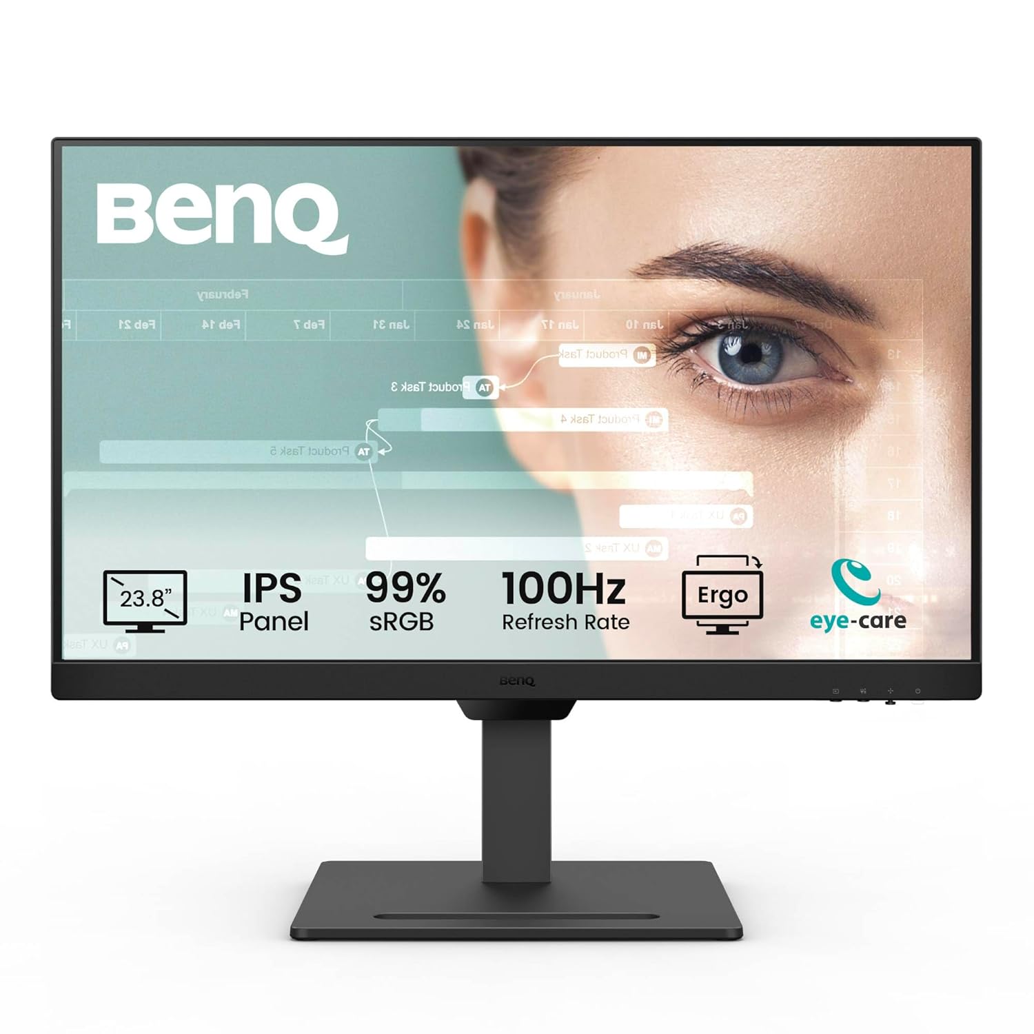 BenQ GW2490T 24 Inch 1300:1 CR 1080P FHD IPS Monitor|100Hz|99% Srgb|Height Adjustable|Ergo Design|VESA Mediasync|Dual HDMI|DP Port|Speakers|Eye-Careu|Eyesafe|B.I. Gen2|LBL+|Wall Mount (Black)