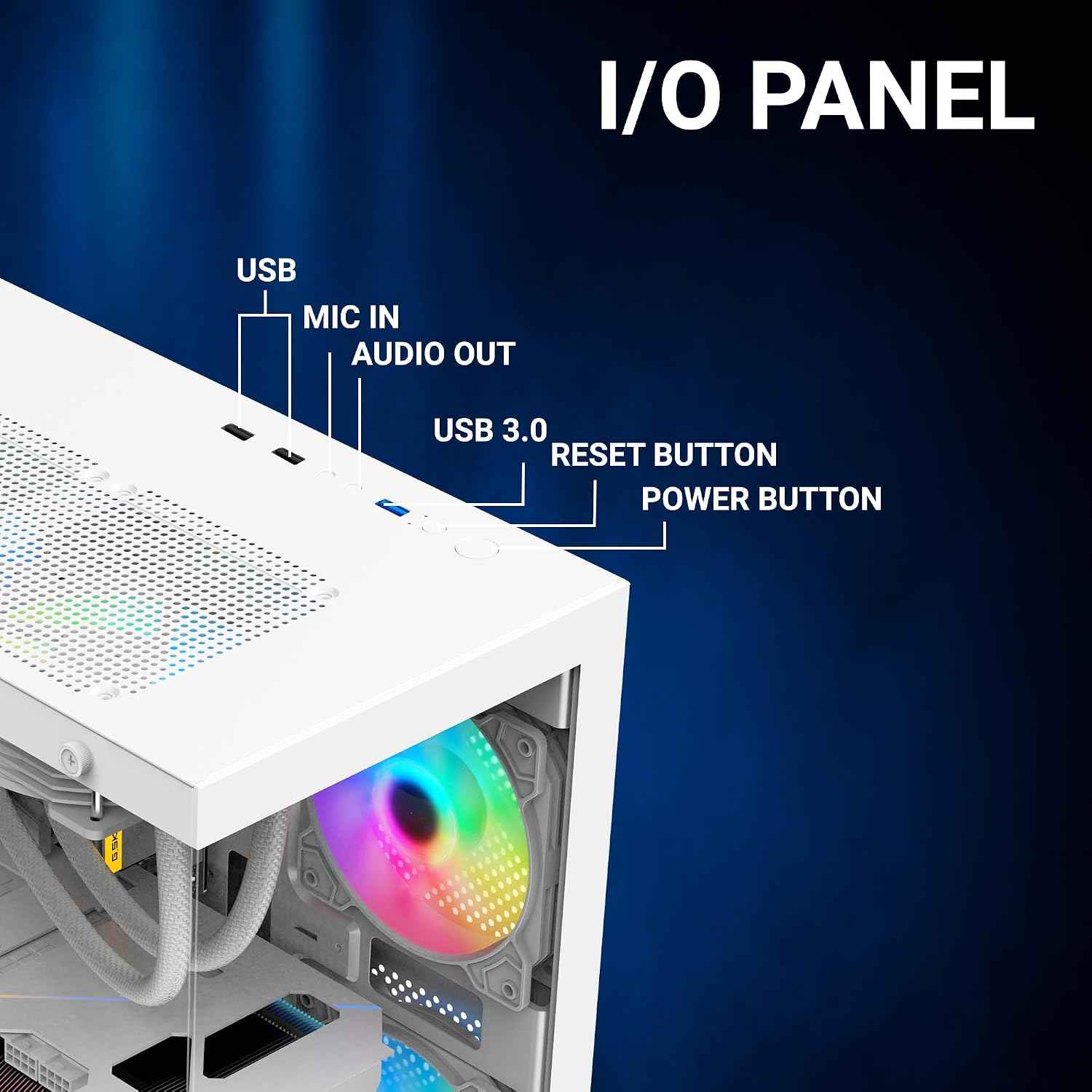 Ant Value Tempered_Glass CV200 Mid-Tower Computer Case/Gaming Cabinet - White | Support M-ATX, M-ITX | Pre-Installed 3 Static RGB Fans