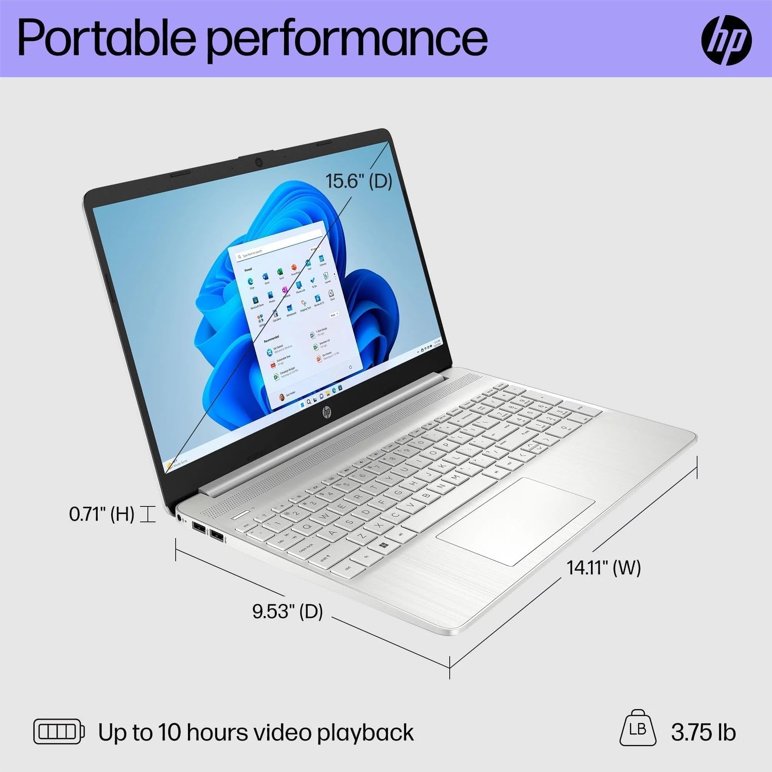 HP Laptop 15, AMD Ryzen 5 5500U, 15.6-inch (39.6 cm), FHD, 16GB DDR4(3200 SDRAM), 512GB SSD, Dual Speakers,MSO,Windows 11,Natural Silver,1.69 kg,15s-eq2305au