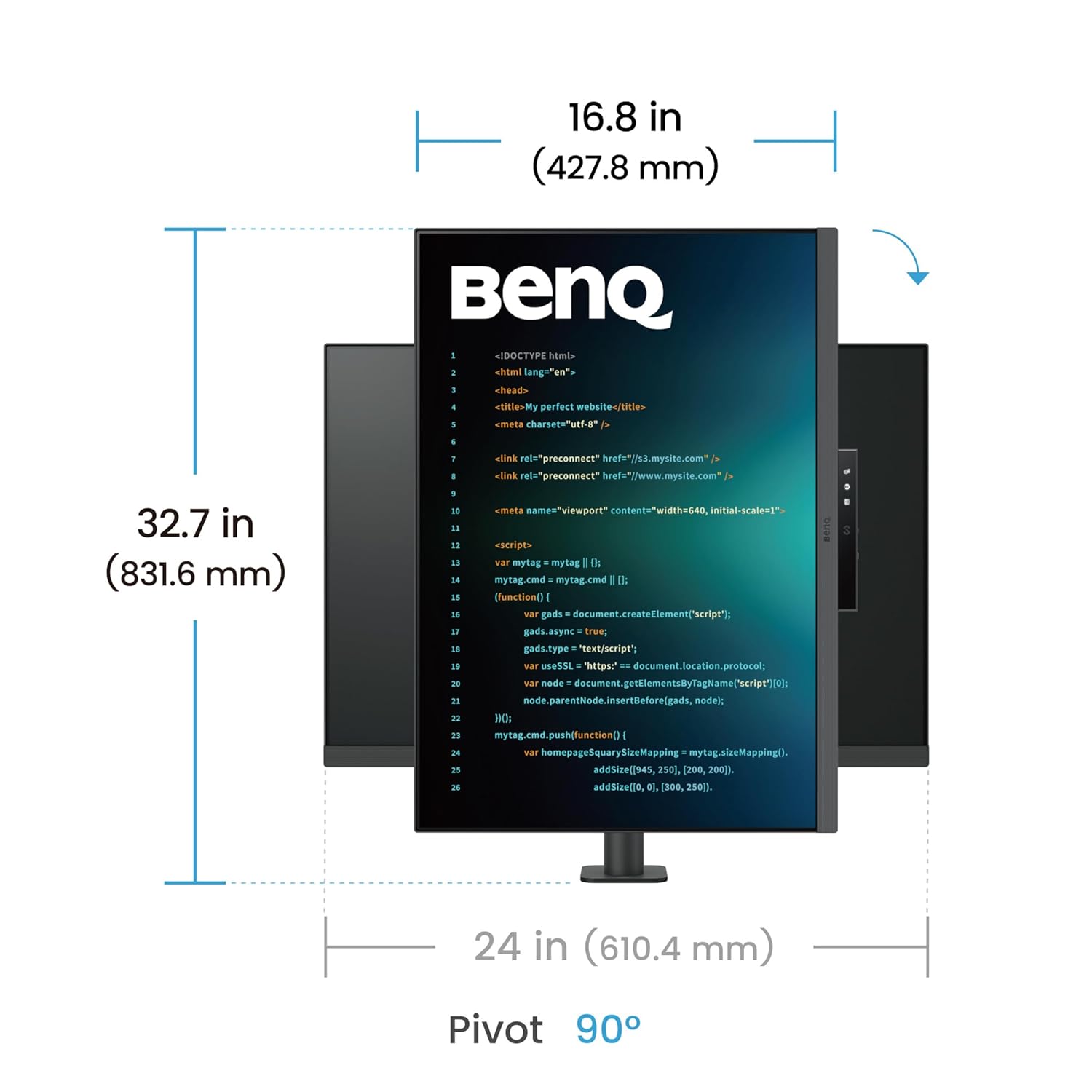 BenQ RD280UA 28.2” 4K+ 3840x2560 3:2 Special Ratio Programming Monitor with Ergo-Arm & Backlight| 90W USB Type-C| Advanced Coding Modes| Fine-Coated Panel| Night Hours Protection