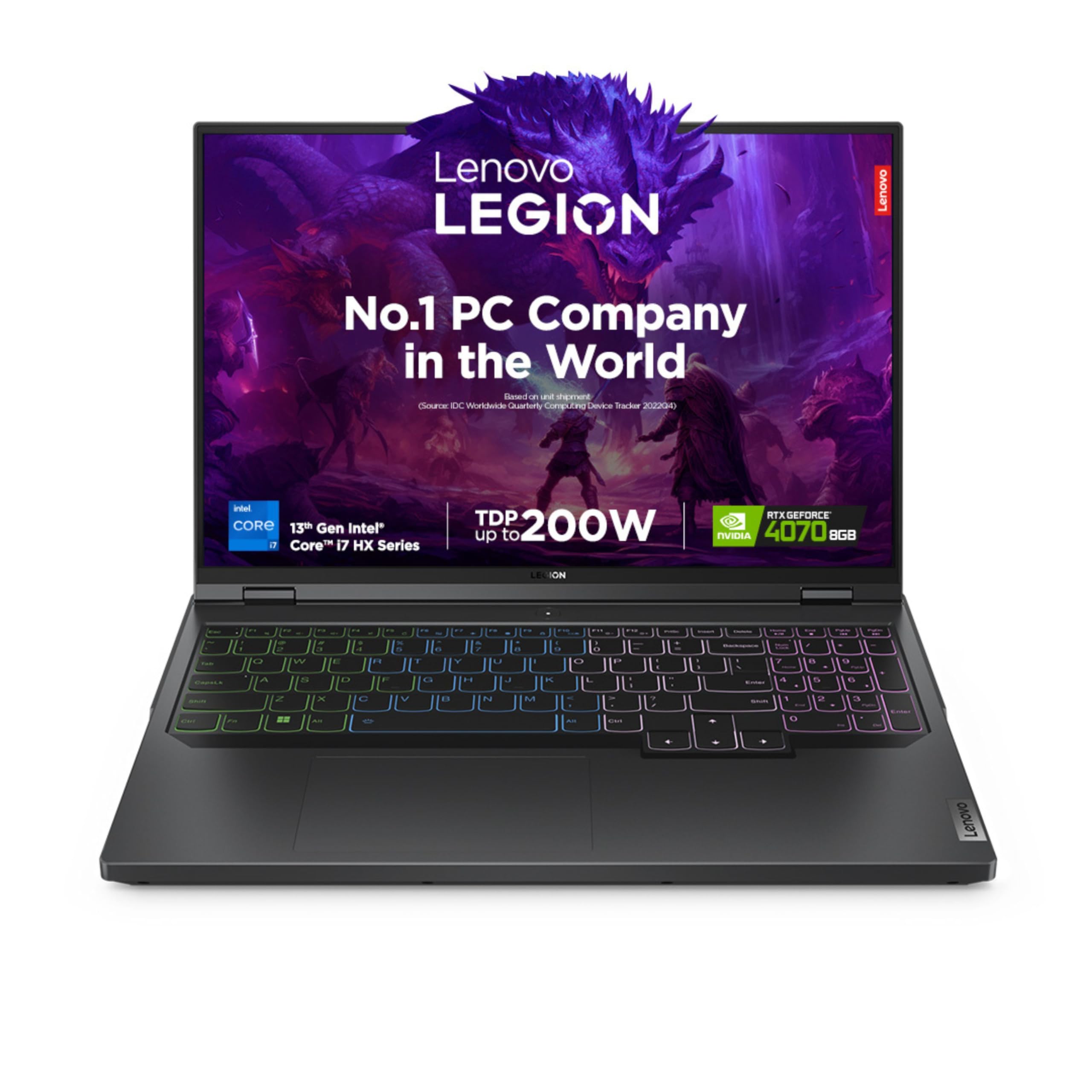 Lenovo Legion 5 Intel Core i7-14650HX 16" (40.64cm) WQXGA IPS 350Nits 165Hz Gaming Laptop (16GB/1TB SSD/Win 11/Office 2021/NVIDIA RTX 4070 8GB/100%sRGB/Alexa/3 Month Game Pass/Grey/2.3Kg), 83DG009DIN
