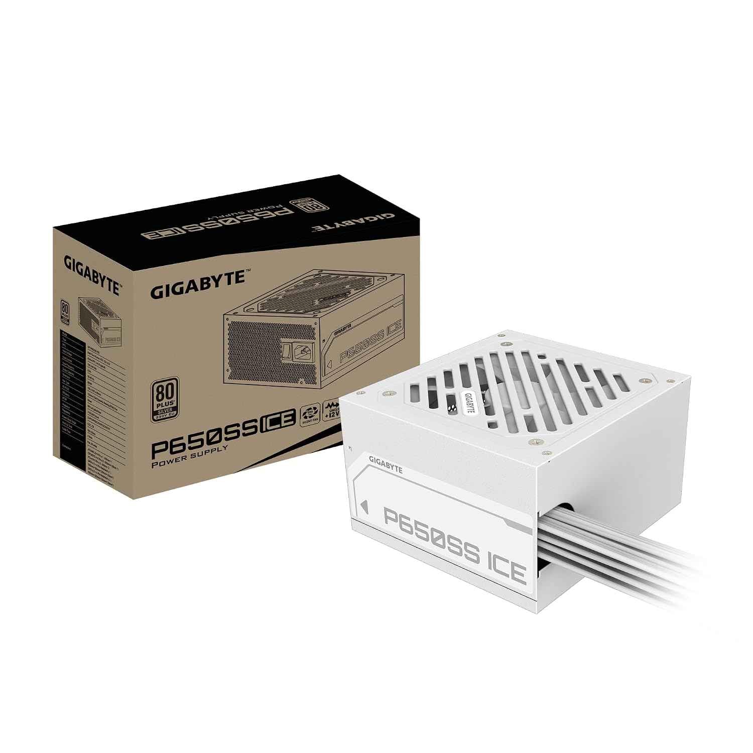 GIGABYTE GP-P650SS ICE 650W ATX Power Supply | Non-Modular | 80 Plus Standard | Silent Fan | White Edition
