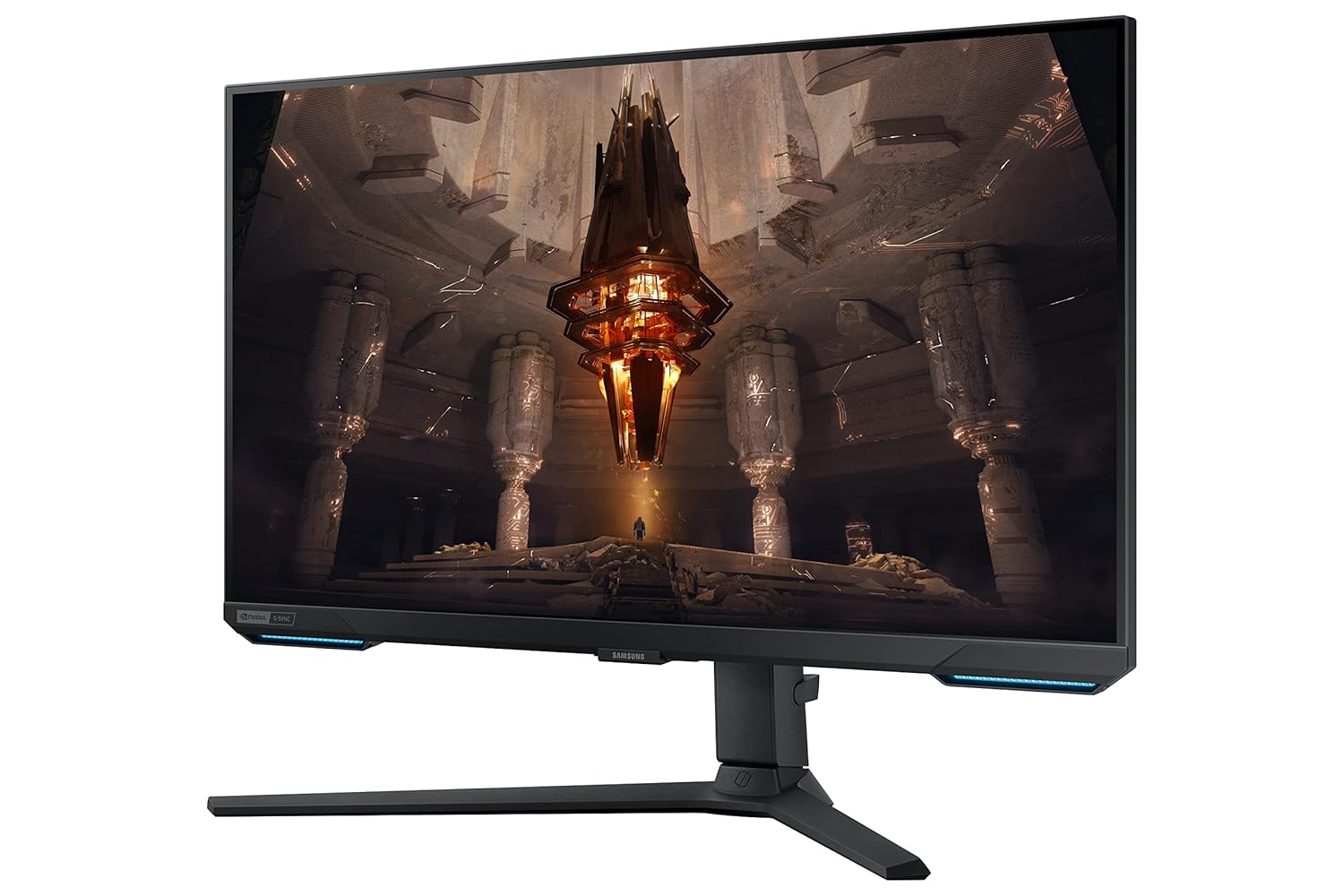 Samsung 28-inch(70.9cm) 4K UHD(3,840 x 2,160), IPS, Gaming, 144 Hz, 1ms, Flat Monitor, Smart TV, Height Adjustable Stand, Bezel-Less, HDR400, G-Sync Compatible (LS28BG702EWXXL, Black)