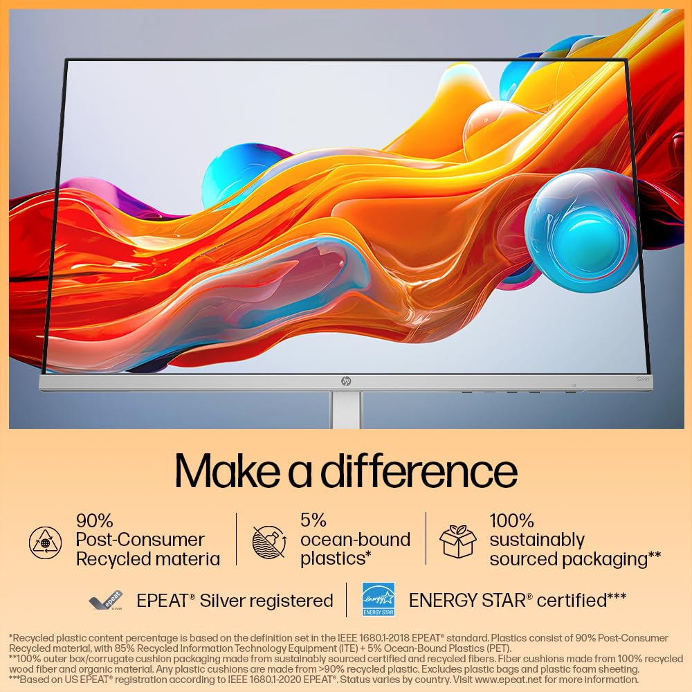 HP Series 5 23.8 inch FHD Height Adjust Monitor-524sh,23.8inch(60.5cm),FHD(1920 x 1080),Anti-Glare,Adjustable Height, Eye Ease,3.45kg