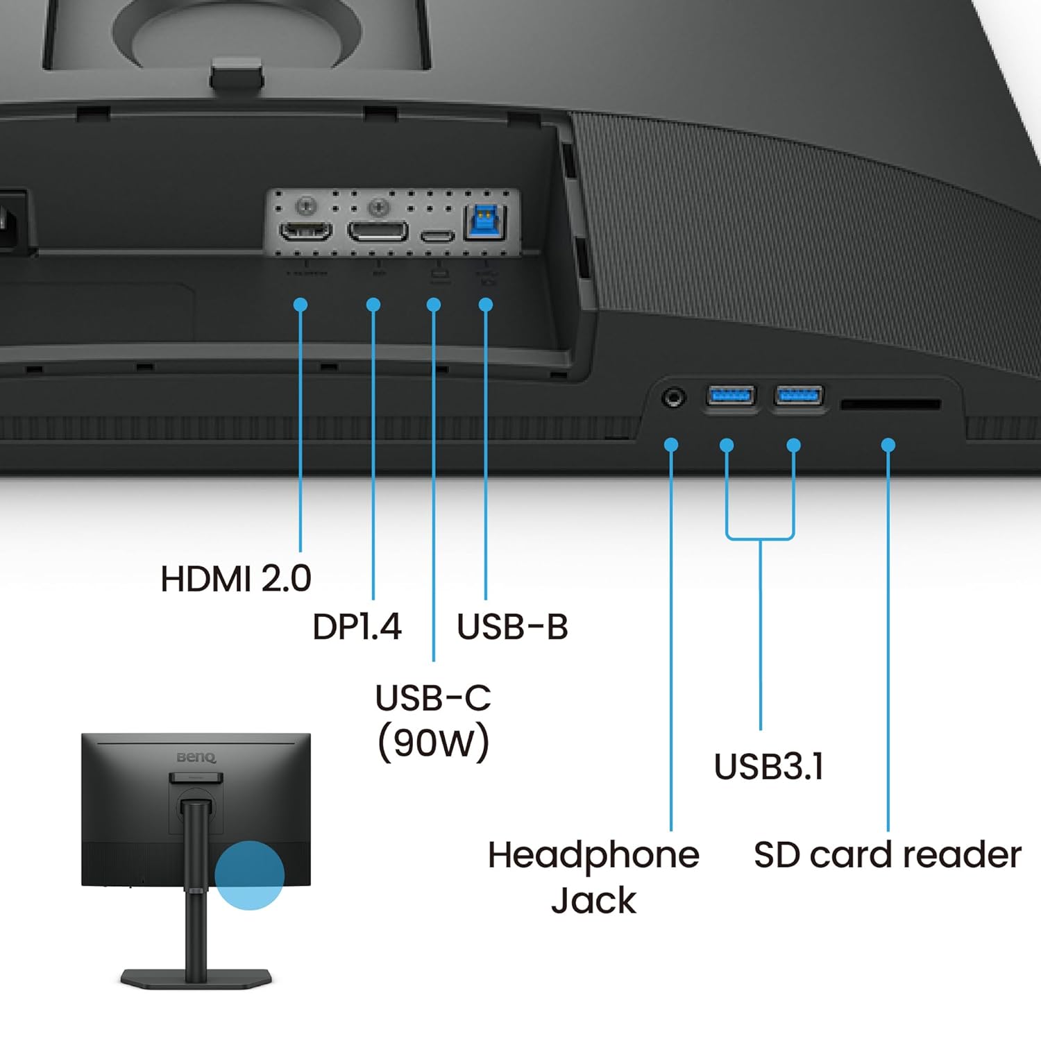 BenQ SW242Q 24" WQXGA 16:10 HDR10 Photo & Video Editing Monitor| 99% Adobe RGB| 98% P3| USB-C (90W)| DeltaE<1.5| 16-bit 3D LUT| Pantone Validated| Hardware Calibration| Card Reader| HDMI| DP (Black)