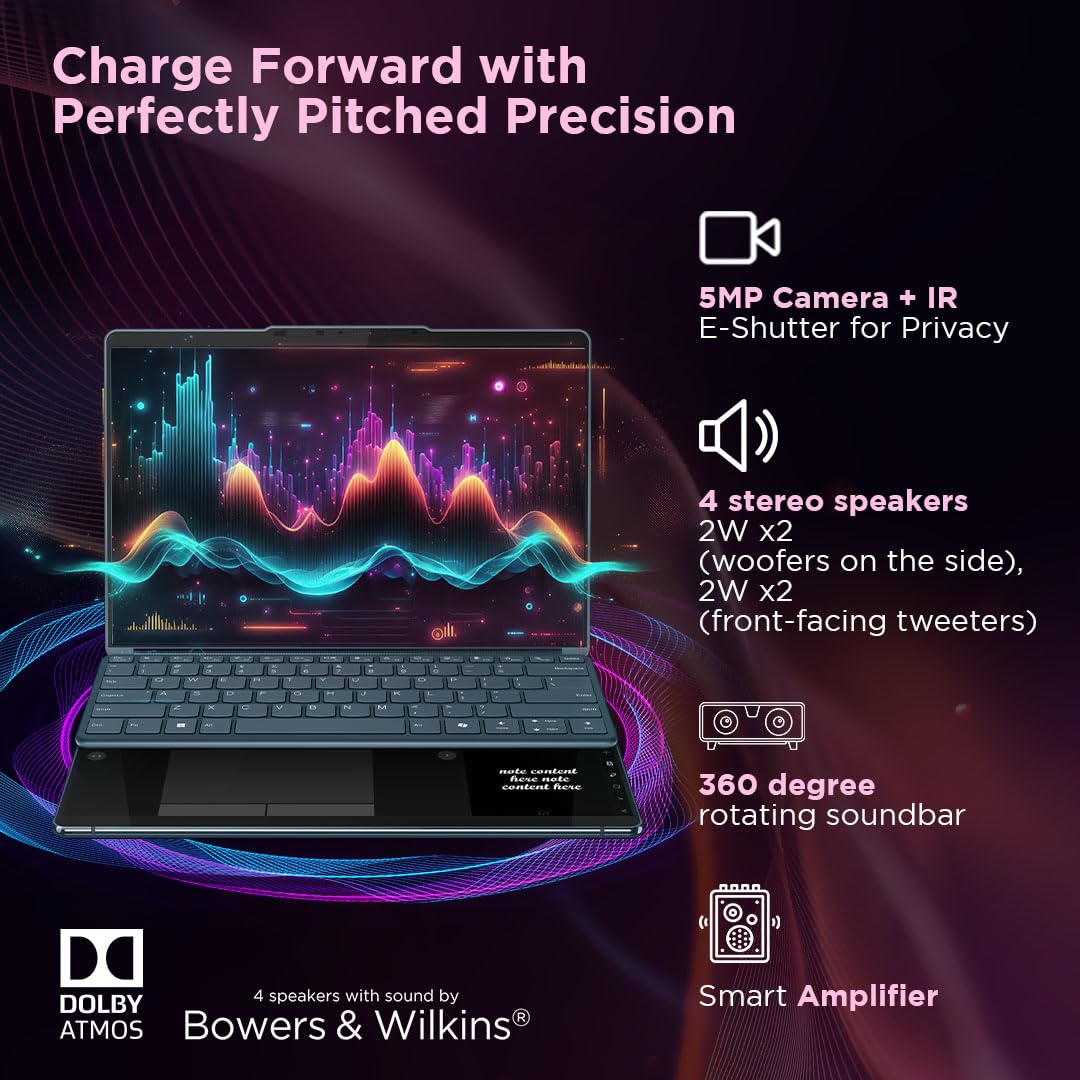 Lenovo Yoga Book 9 Intel Evo Core Ultra 7 155U Built-in AI Dual 13.3" 2.8K OLED Display (2x33.7cm) with Pen+Silent Mouse+Keyboard |32GB/1TB SSD/Win 11/MSO 21/5.0MP IR Camera/Teal/1.3Kg, 83FF0034IN