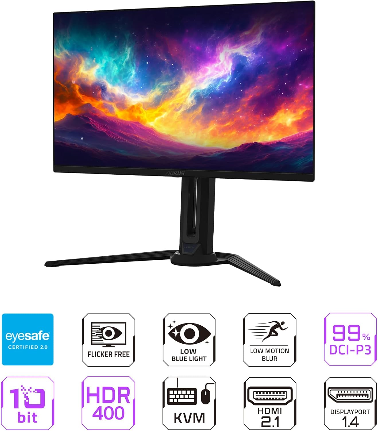 GIGABYTE - AORUS FO27Q3-27" QD OLED Gaming Monitor - QHD 2560x1440-360Hz - 0.03ms GTG - AMD FreeSync Premium Pro - Type C KVM - HDMI, DP, Type C - Height Adjustable - Black
