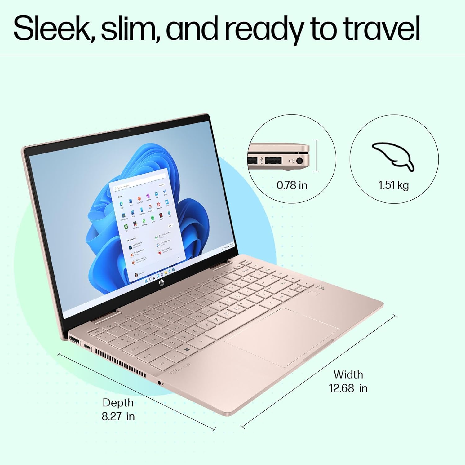 HP Pavilion x360, 13th Gen Intel Core i7-1355U, 16GB DDR4, 512GB SSD, (Win 11, Office 21, Gold,1.51kg),Touchscreen, IPS,15.6-inch(39.6cm) FHD Laptop, Iris Xe Graphics, 5MP camera, Backlit KB, ek1020TU