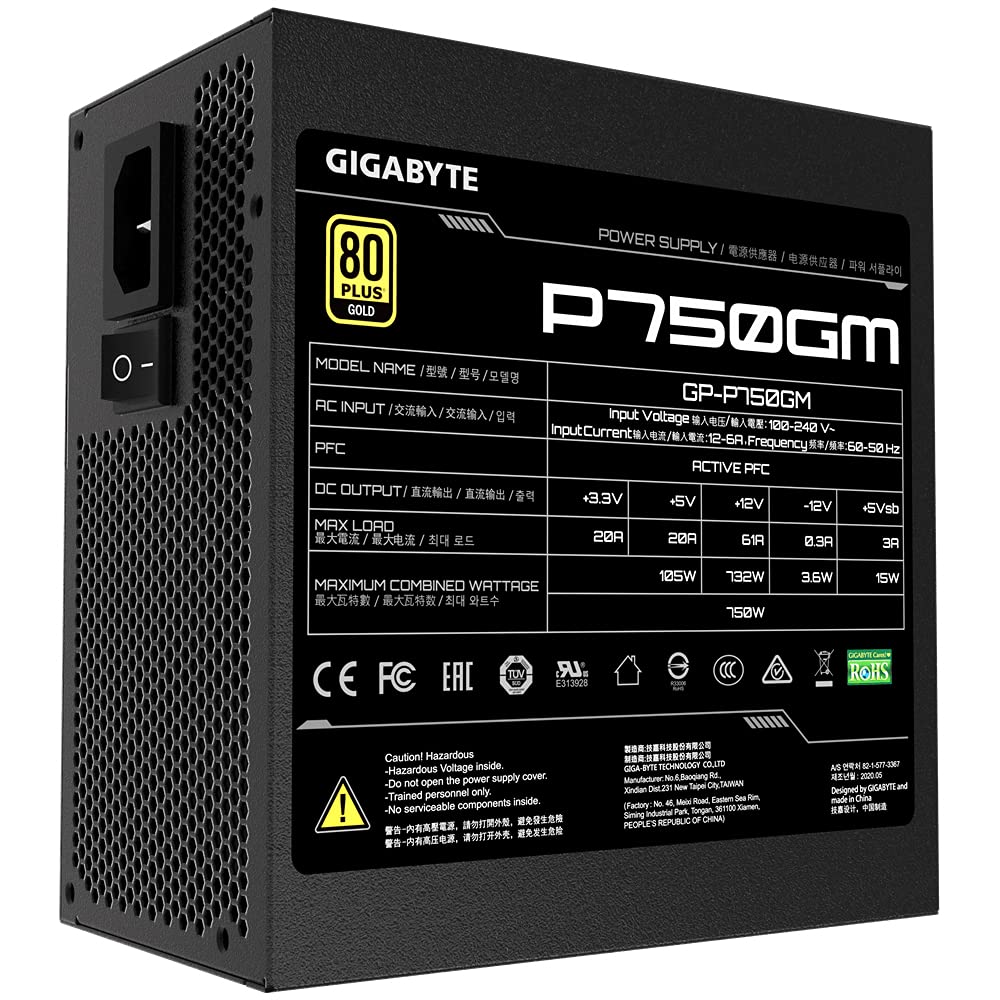 GIGABYTE P750GM 750W 80 Plus Modular Power Supply