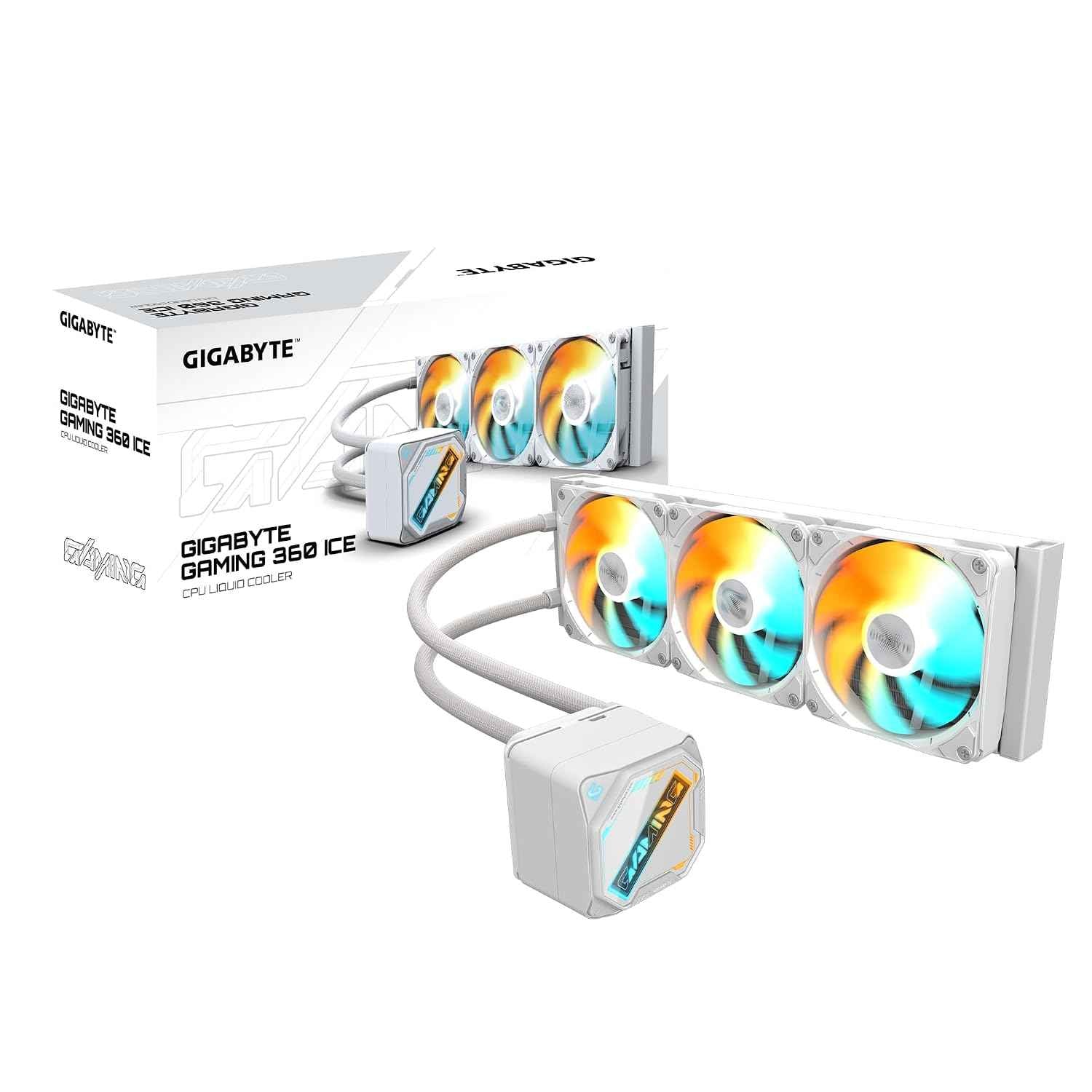 GIGABYTE GME 360I AIO Liquid CPU Cooler | 360mm Radiator | Triple ARGB Fans | High-Efficiency Cooling | Intel & AMD Compatible | Anti-Leak Tech | Silent Performance | Black Edition