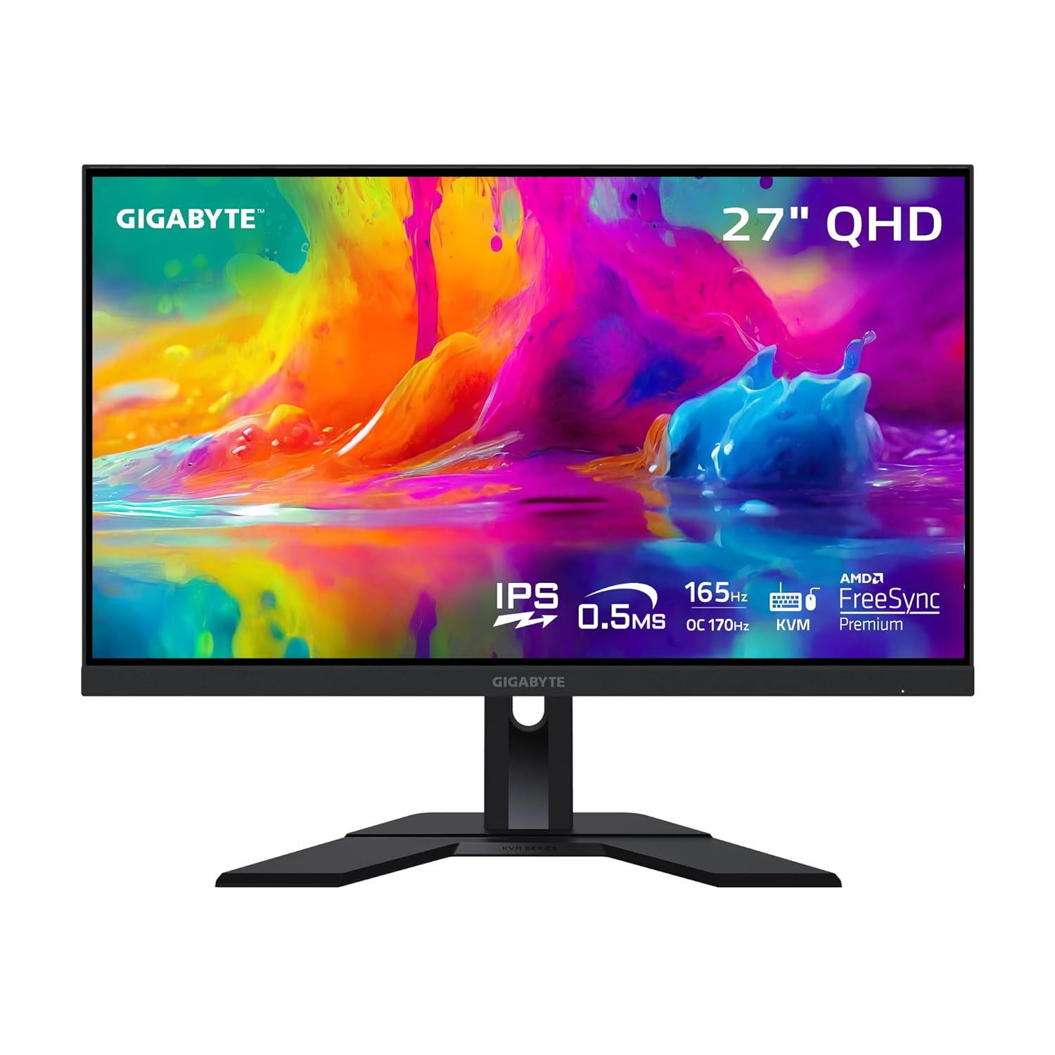 GIGABYTE M27Q 27Inch(68.8Cm) 170Hz, 2560 X 1440 Pixels -Kvm Gaming Monitor, Ss Ips Display, 0.5Ms (Mprt) Response Time, Hdr Ready, Freesync Premium, 1X Display Port 1.2, 2X Hdmi 2.0, 2X Usb 3.0, Black
