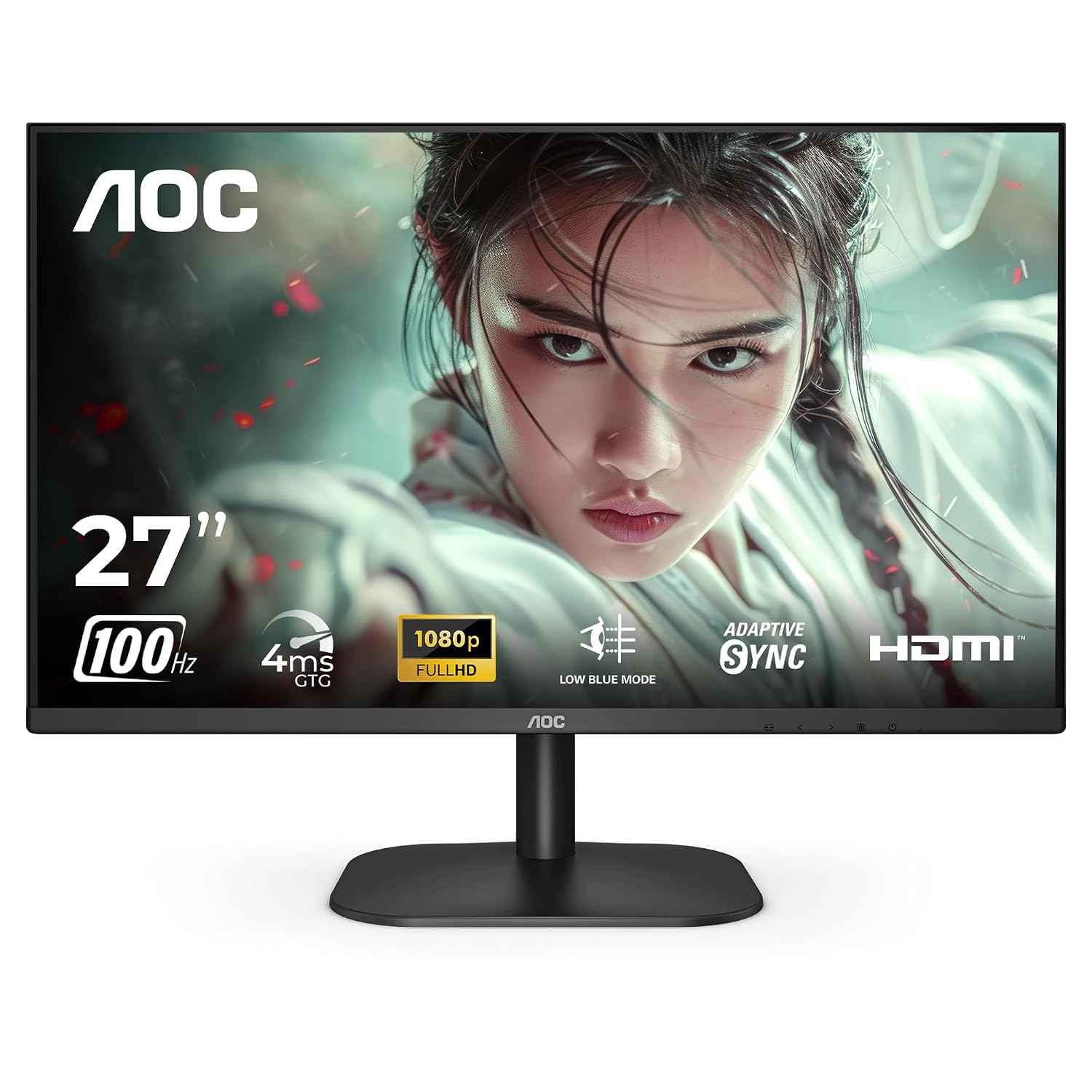 AOC 27B2H2 27 inch Monitor 1920 x 1080 Full HD IPS Panel, 100Hz Adaptive Sync 3-Sided Frame Less Design, 178° Wide Viewing Angle, Flicker-Free, Low Blue Light, Multi-Tasking Monitor