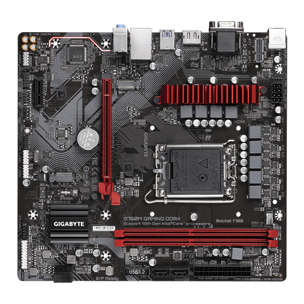 GIGABYTE B760M Gaming DDR4 Motherboard with Hybrid 6+2+1 Phases Digital VRM Solution, Dual Channel DDR4:2 DIMMs XMP Memory Module Support,Dual Channel DDR4:2 DIMMs XMP Memory Module Support,DDR4