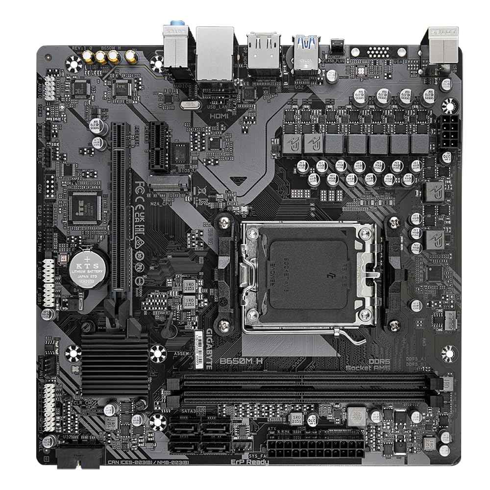 GIGABYTE B650M H AMD AM5 LGA 1718 Micro ATX Motherboard, PCIe 4.0, DDR5, USB 3.2 Gen2, 2.5 GbE LAN