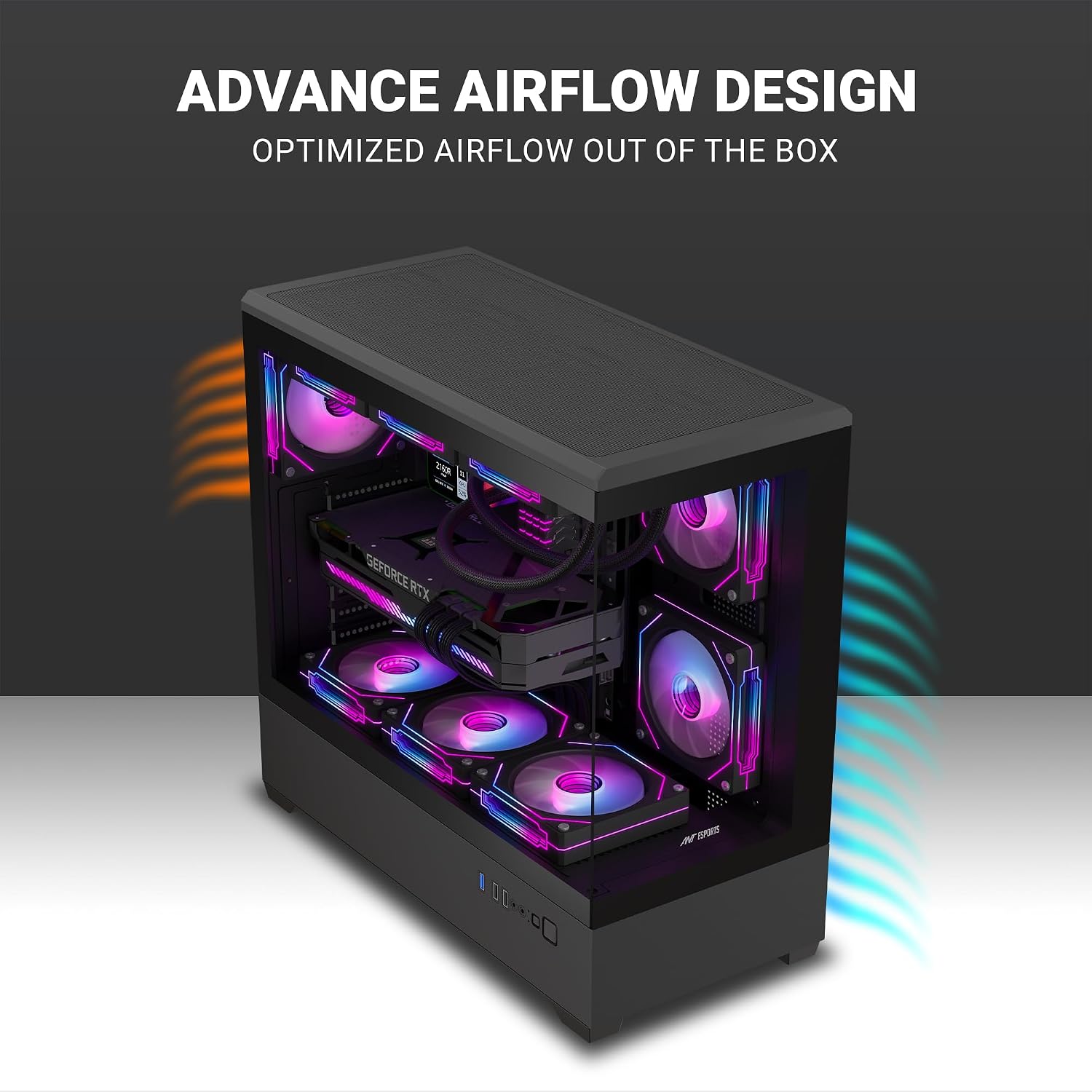 Ant Esports Crystal X6 Lite Mid-Tower Computer Case/Gaming Cabinet - Black | Support E-ATX, ATX, Micro-ATX, Mini-ITX | Pre-Installed 6 ARGB Fans