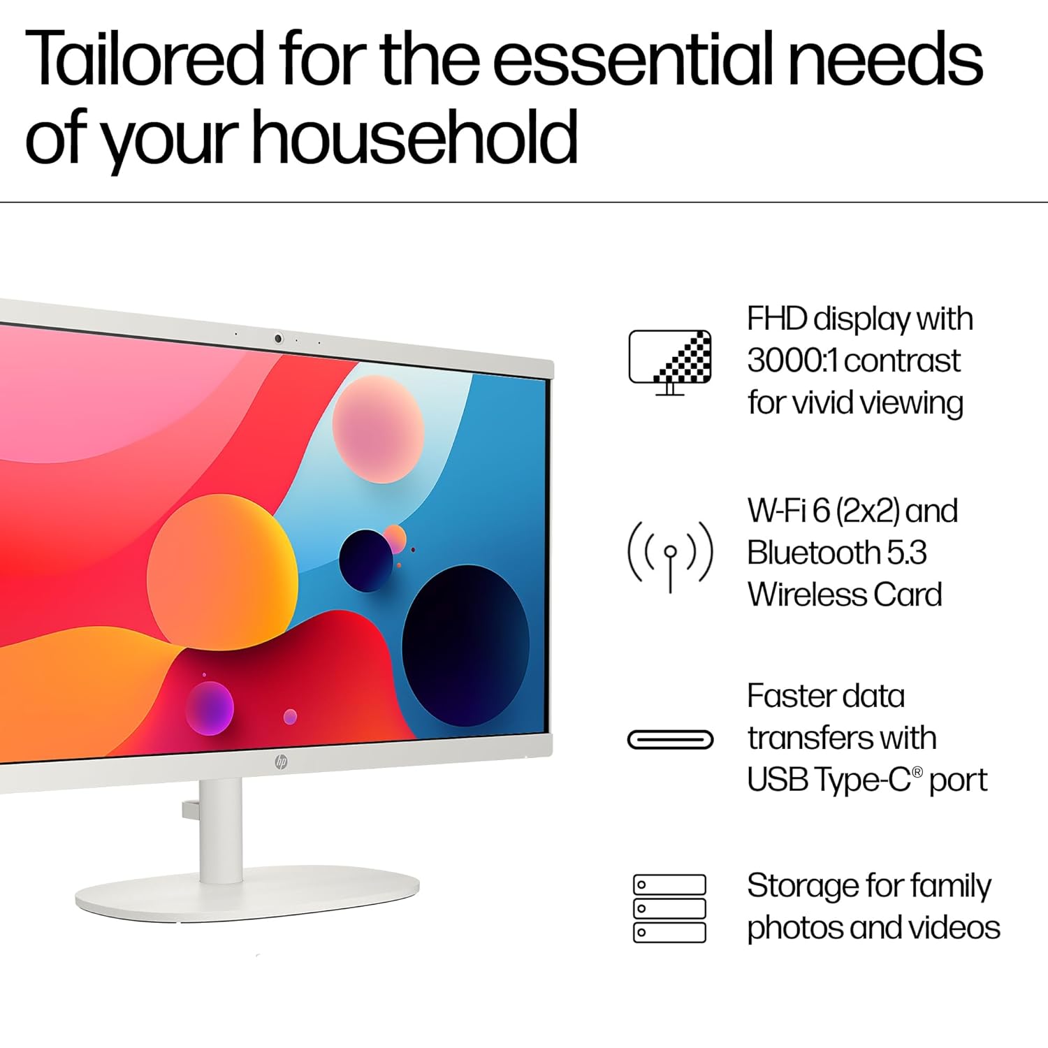 HP All-in-One Desktop Intel® Core™ i3-N300,21.5 inch(54.5cm),FHD,Anti-Glare,8 GB DDR5, 512GB SSD,White Wireless Keyboard and Mouse Combo,White, Windows 11, 4.17kg,22-dg0786in - Zapnet.in