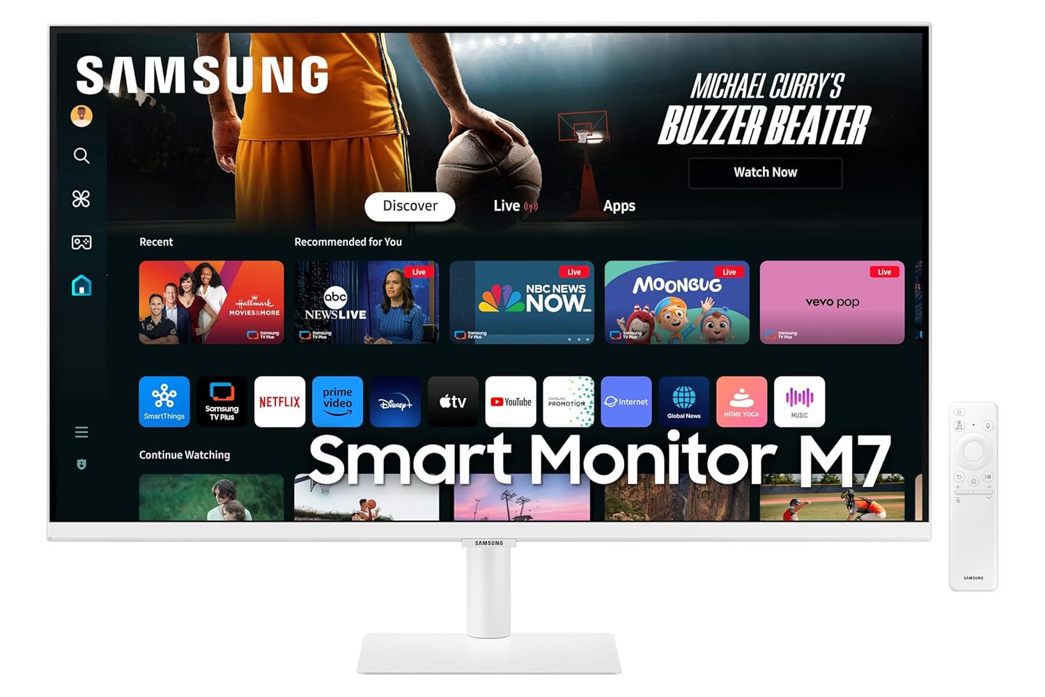 Samsung 32-Inch(80cm) M7 UHD 4K Smart Monitor, Mouse & Keyboard Control, OTT Apps, IoT Hub, Office 365, Workout Tracker, Multiple Ports, Speakers, Remote, Bluetooth (LS32DM701UWXXL, White)