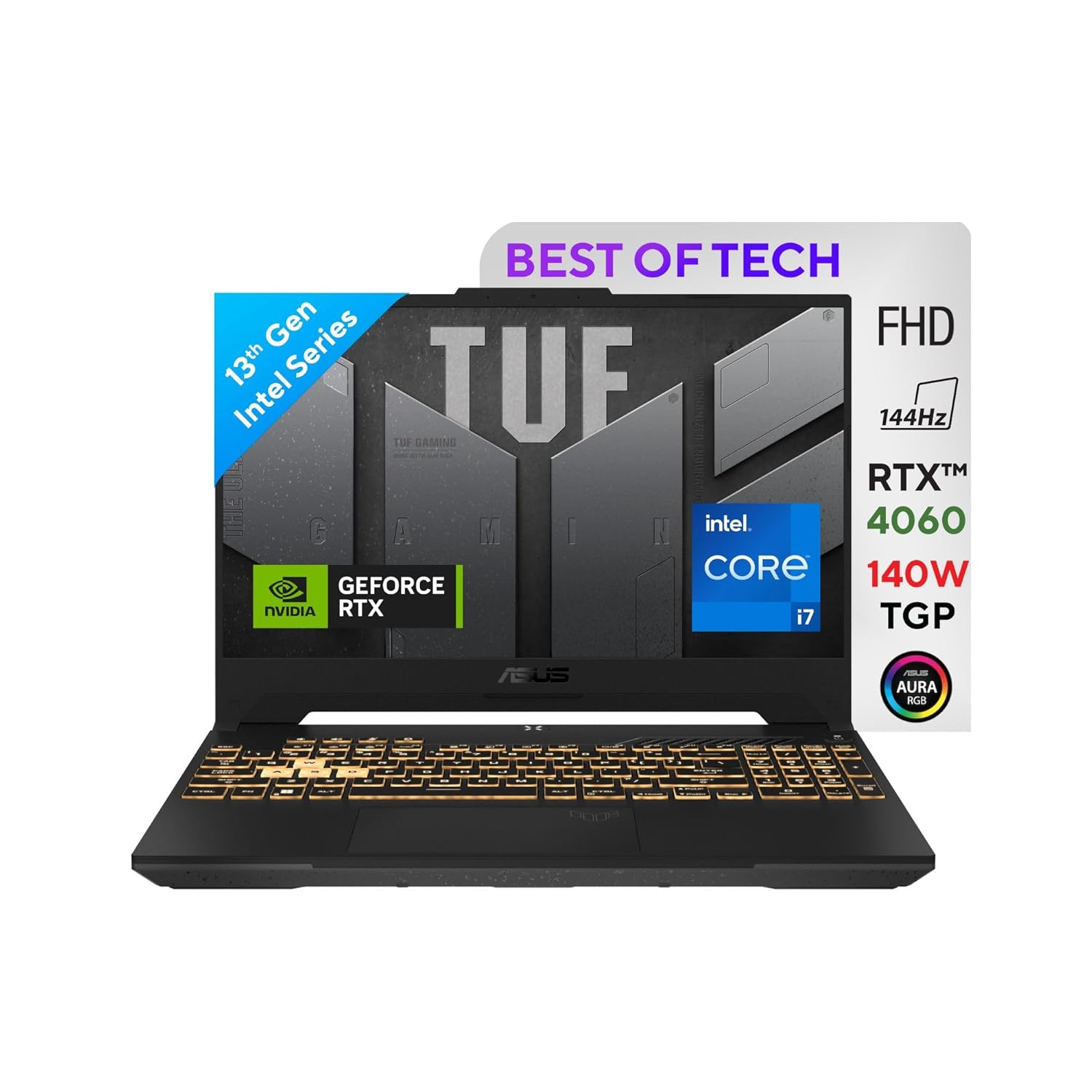 ASUS TUF F15 13th Gen, Intel Core i7-13620H Gaming Laptop(NVIDIA RTX 4060-8GB/140W TGP/16GB RAM/512GB SSD/FHD/15.6"/144Hz/RGB KB/90Whr/Windows 11/Mecha Gray/2.20kg) FX507VV-LP287W