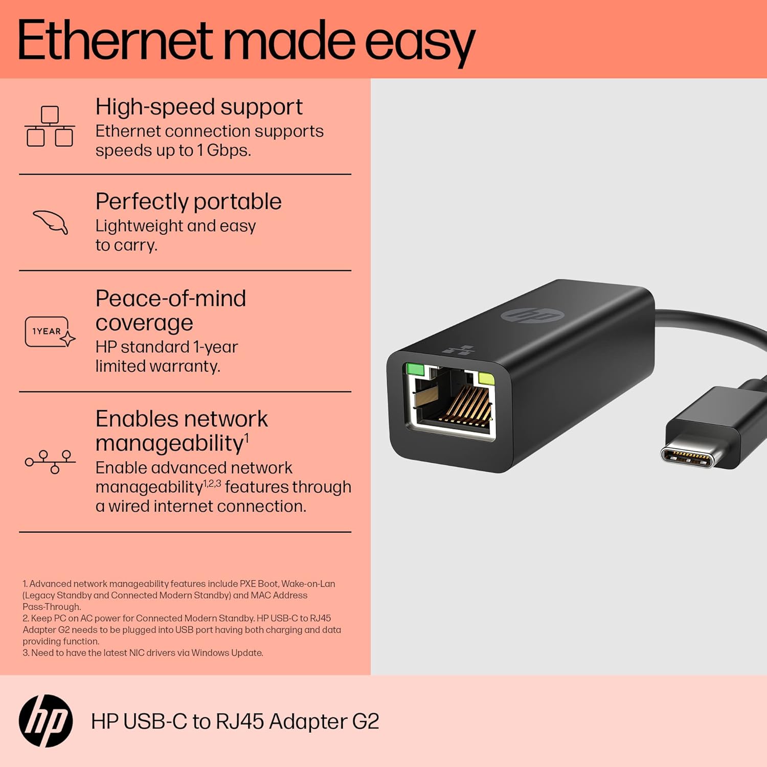 HP USB-C to RJ45 Adapter G2