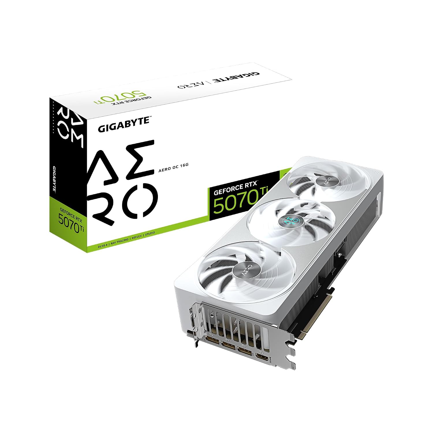 GIGABYTE Pci_E_X16 Geforce RTX 5070 Ti AERO OC 16G Graphics Card, 16GB 256-Bit GDDR7, Pcie 5.0, WINDFORCE Cooling System, GV-N507TAERO OC-16GD Video Card