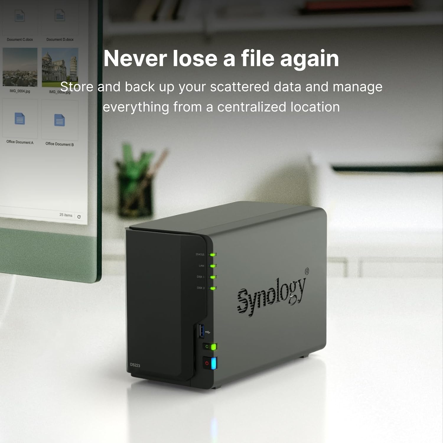 Synology DiskStation DS223 Network Attached Storage Drive (Black)