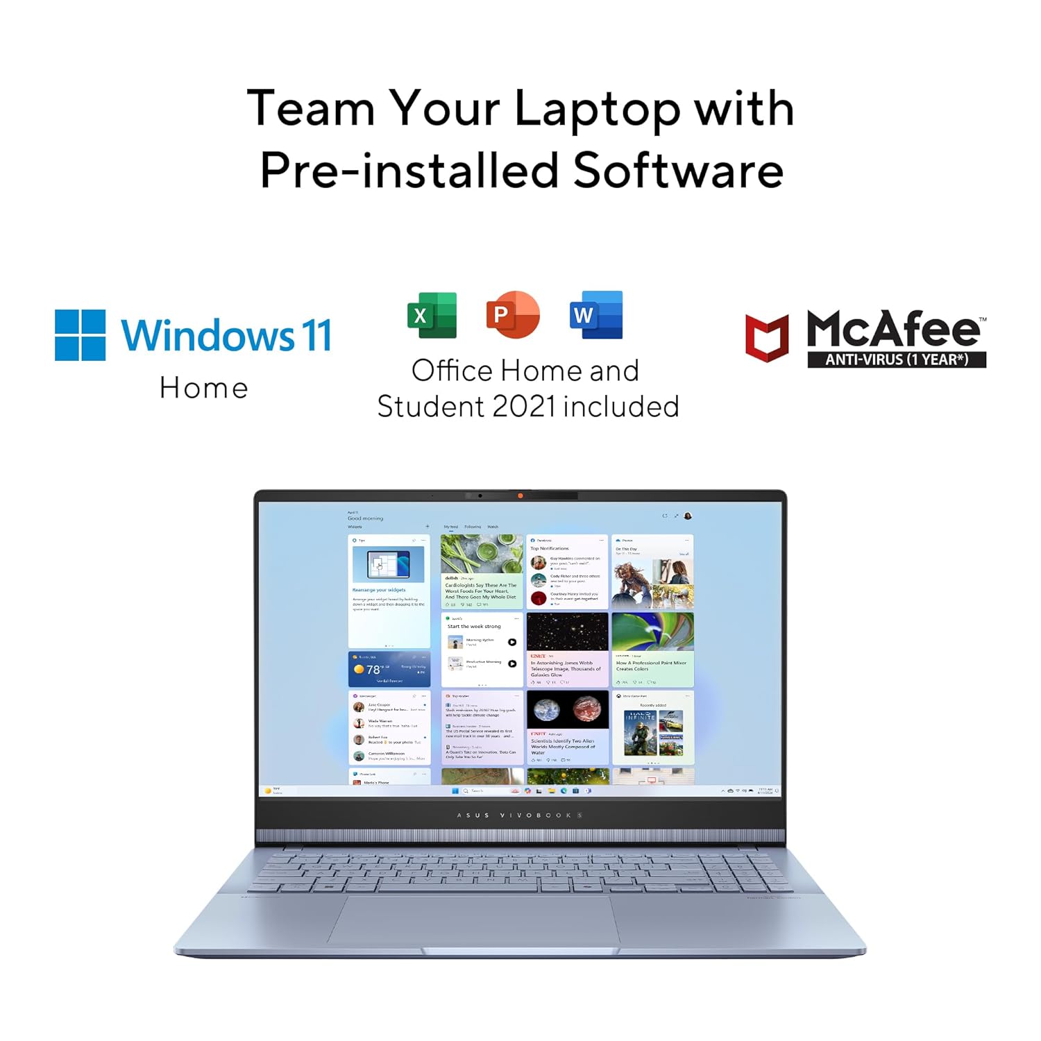 ASUS Vivobook S 16 OLED (2024), Intel Core Ultra 7 155H, Built-in AI, 16" 3.2K (40.64cm), 3200 x 2000 120Hz, (16GB/1TB SSD/Win 11/Intel Arc Graphics/MS Office 2021/Mist Blue/1.50Kg), S5606MA-MX751WS
